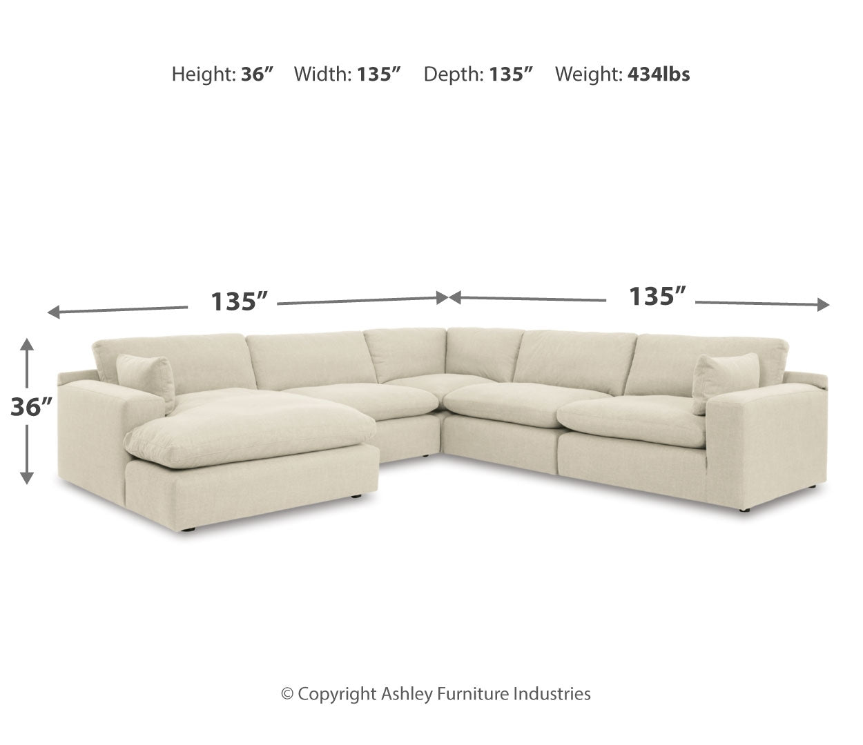 Elyza 5-Piece Sectional with Chaise