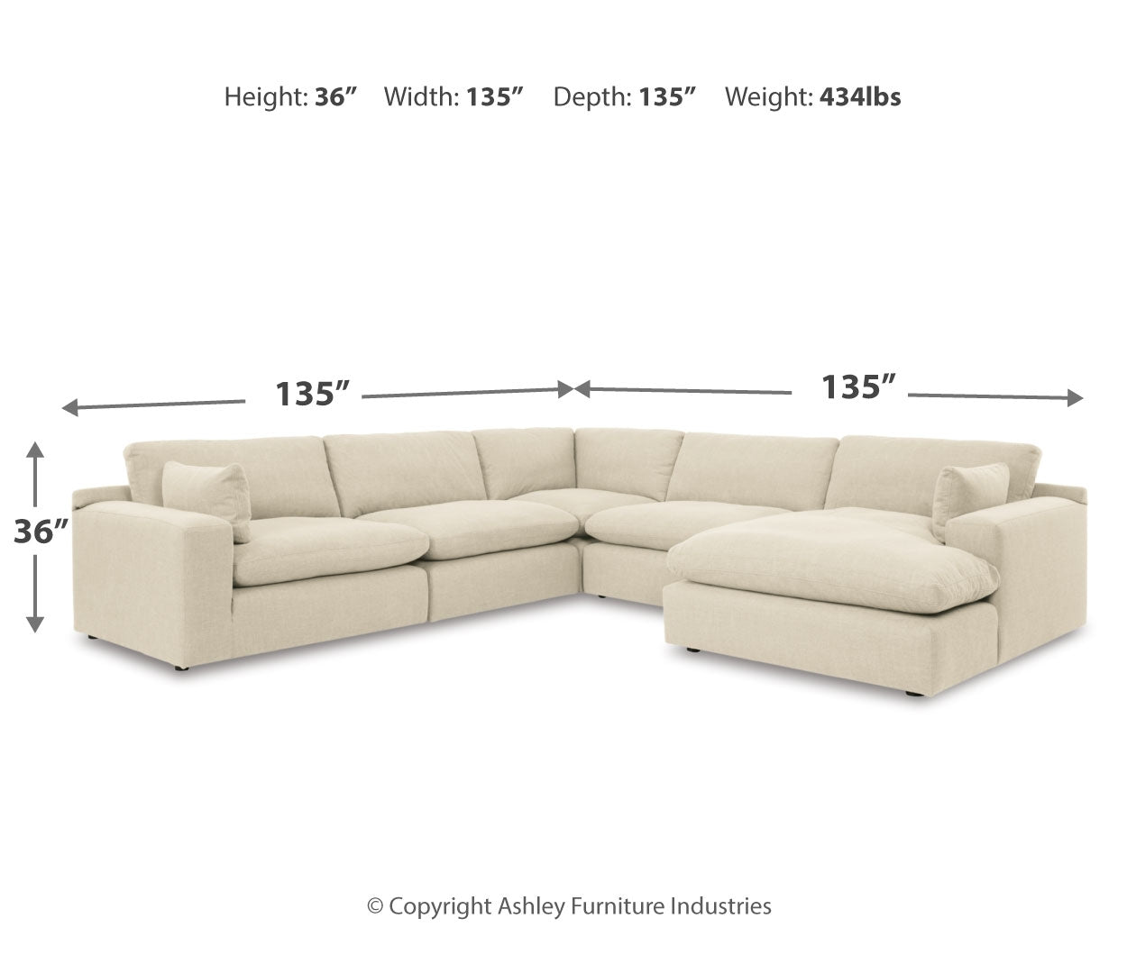 Elyza 5-Piece Sectional with Chaise