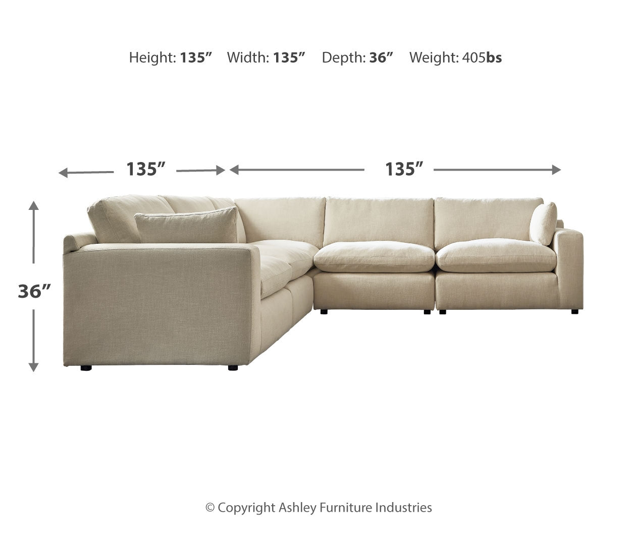 Elyza 5-Piece Sectional with Chaise