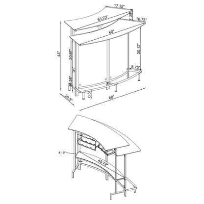 Keystone Glass Top Bar Unit Black