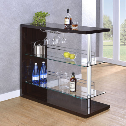 Prescott Rectangular 2-shelf Bar Unit Glossy Black