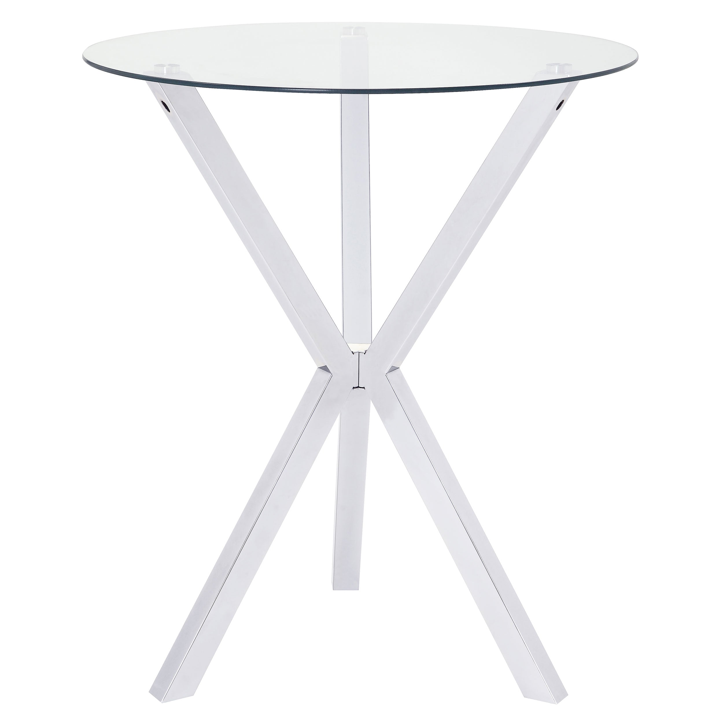 Denali Round Glass Top Bar Table Chrome