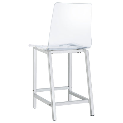 Coaster Juelia Counter Height Stools Chrome and Clear Acrylic (Set of 2) Default Title