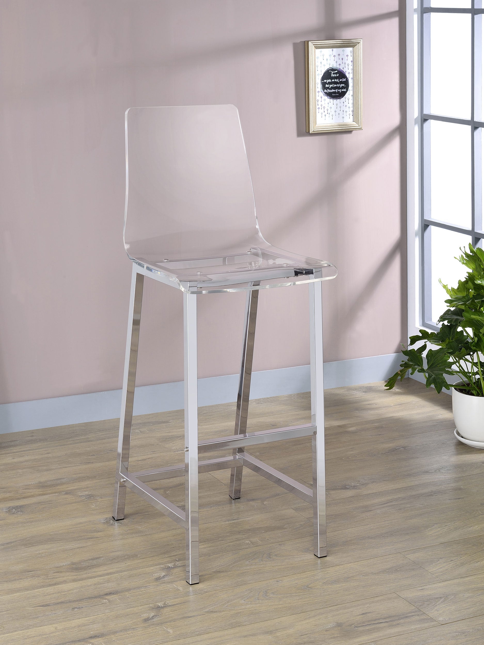 Coaster Juelia Bar Stools Chrome and Clear Acrylic (Set of 2) Default Title