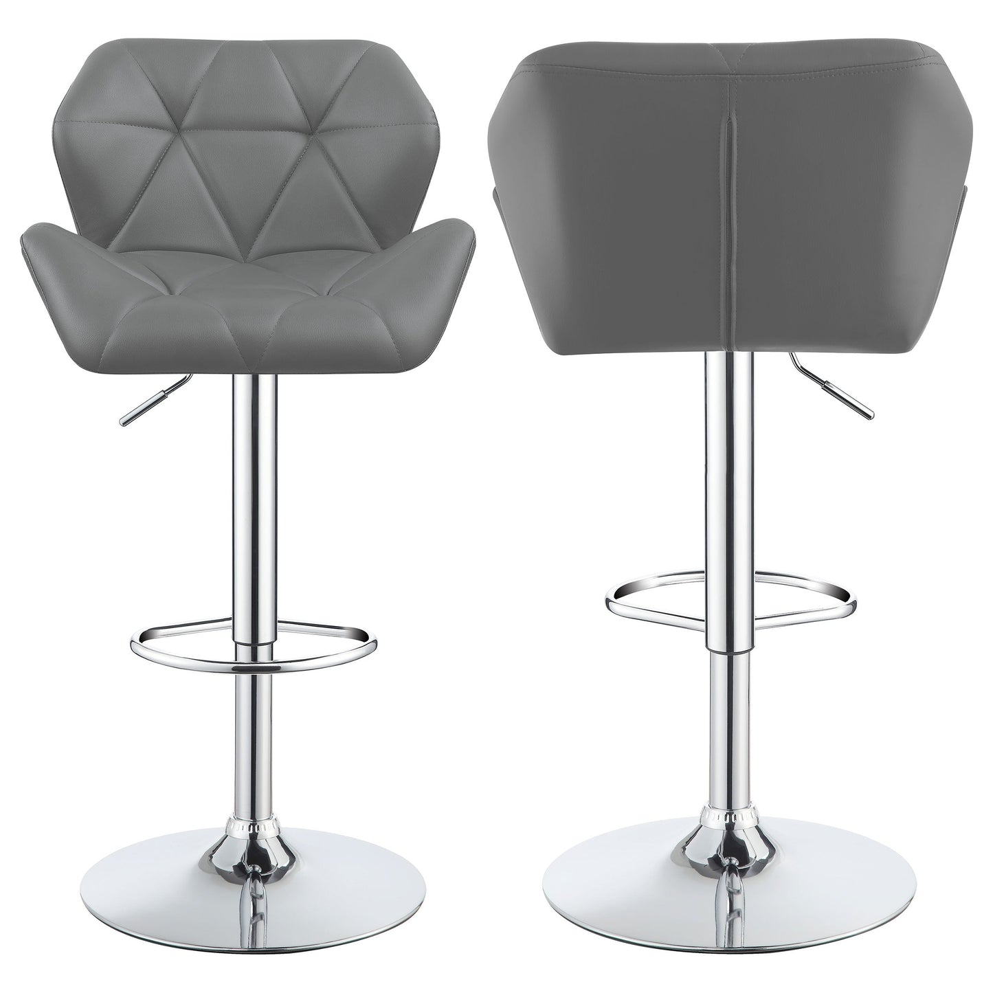 Coaster Berrington Adjustable Bar Stools Chrome and Grey (Set of 2) Default Title