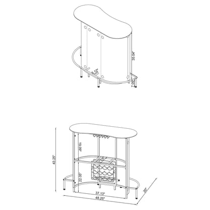 Lacewing 1-shelf Bar Unit Glossy Black and White