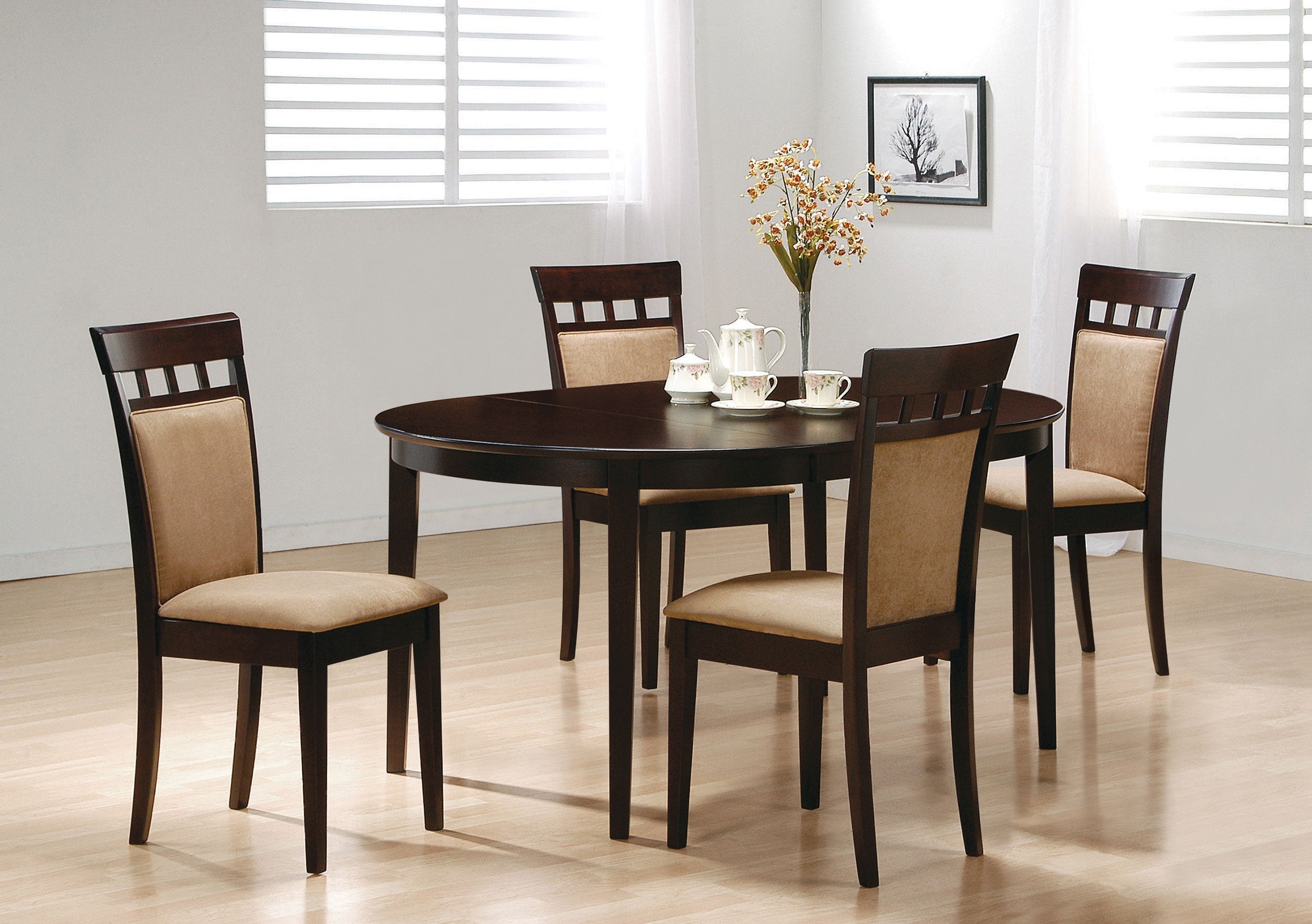 Gabriel  Extension Leaf Dining Table Set Cappuccino