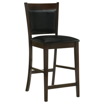 Coaster Jaden Upholstered Counter Height Stools Black and Espresso (Set of 2) Default Title