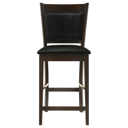 Coaster Jaden Upholstered Counter Height Stools Black and Espresso (Set of 2) Default Title