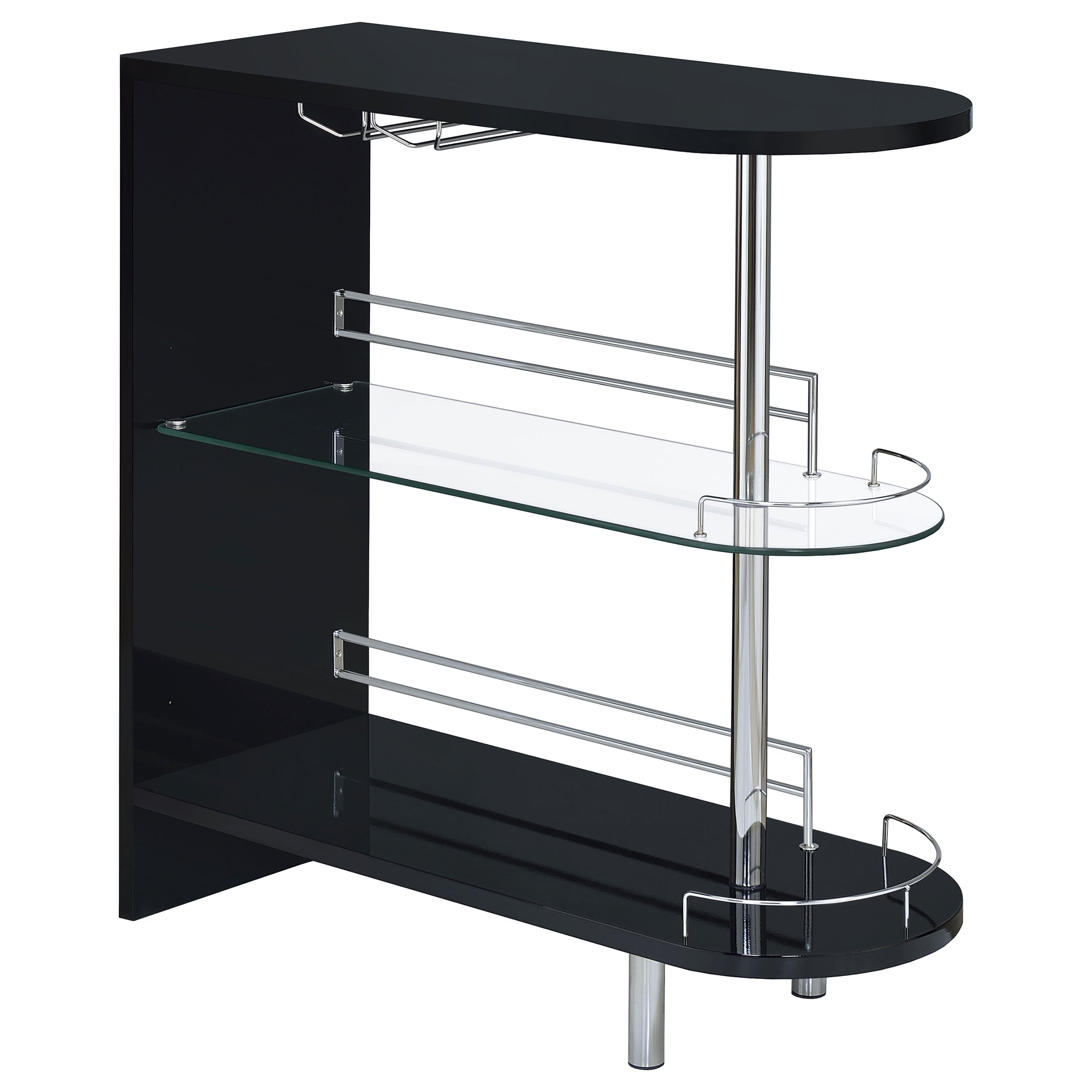 Adolfo 3-tier Bar Table Glossy Black and Clear