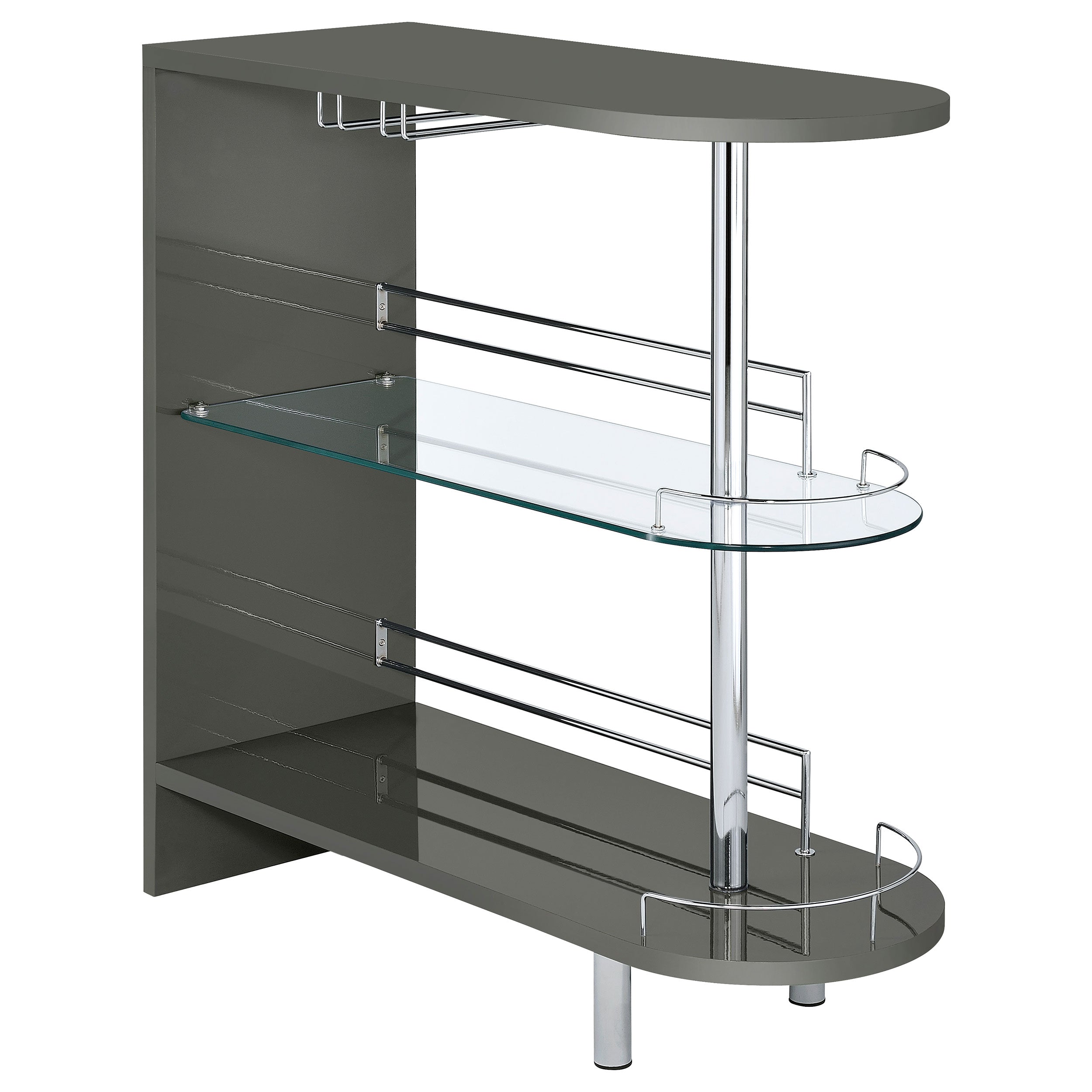 Adolfo 3-tier Bar Table Glossy Black and Clear