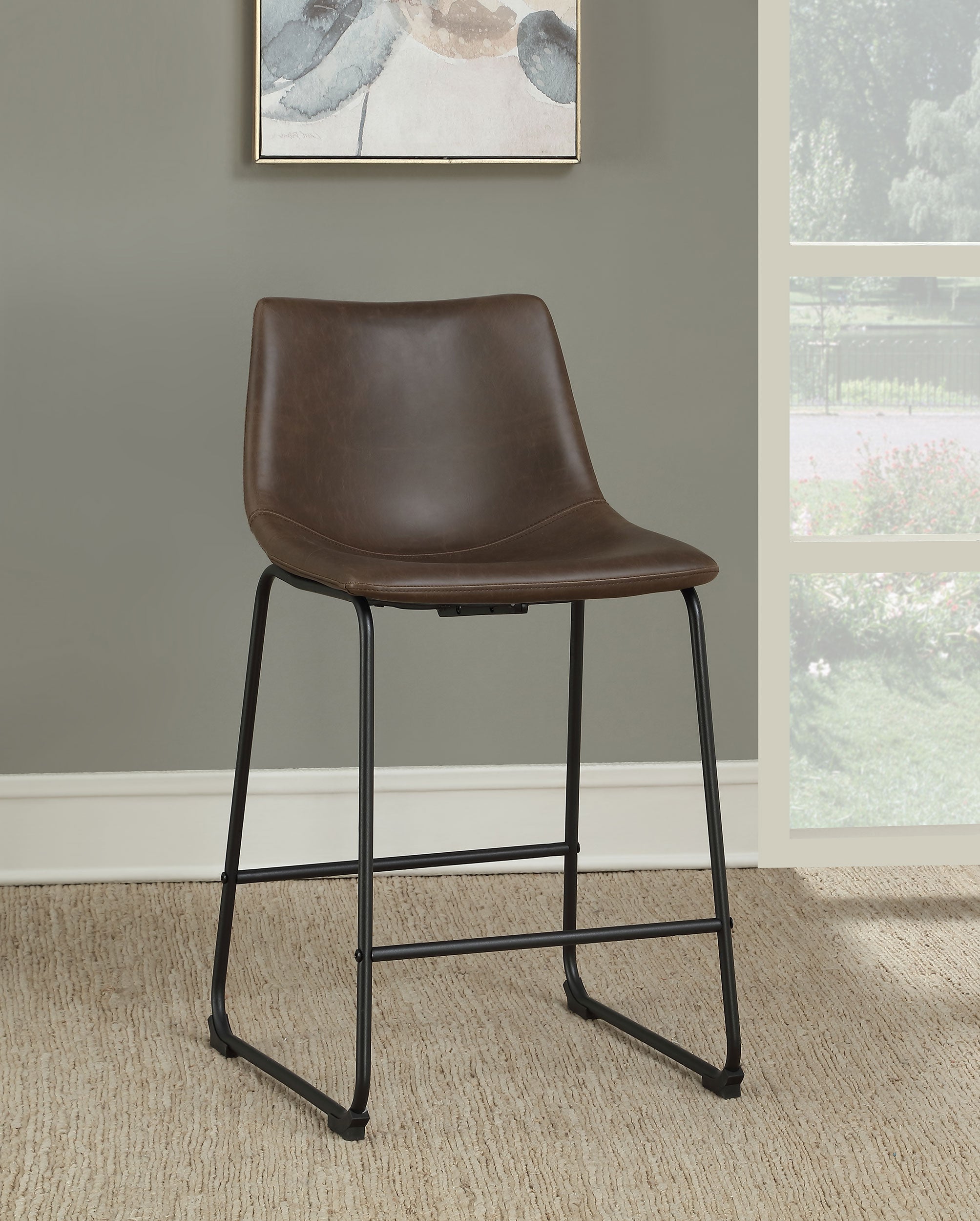 Michelle Armless Counter Height Stools Two-tone Brown and Black (Set of 2)