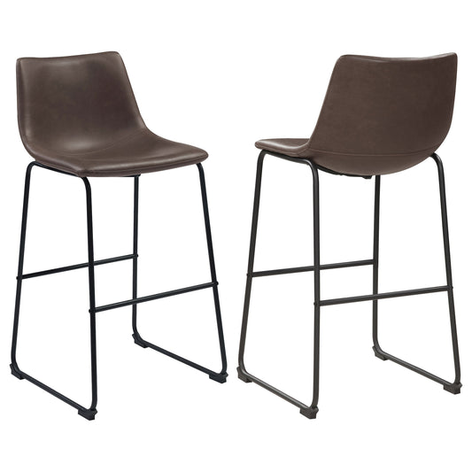 Coaster Michelle Armless Bar Stools Two-tone Brown and Black (Set of 2) Default Title