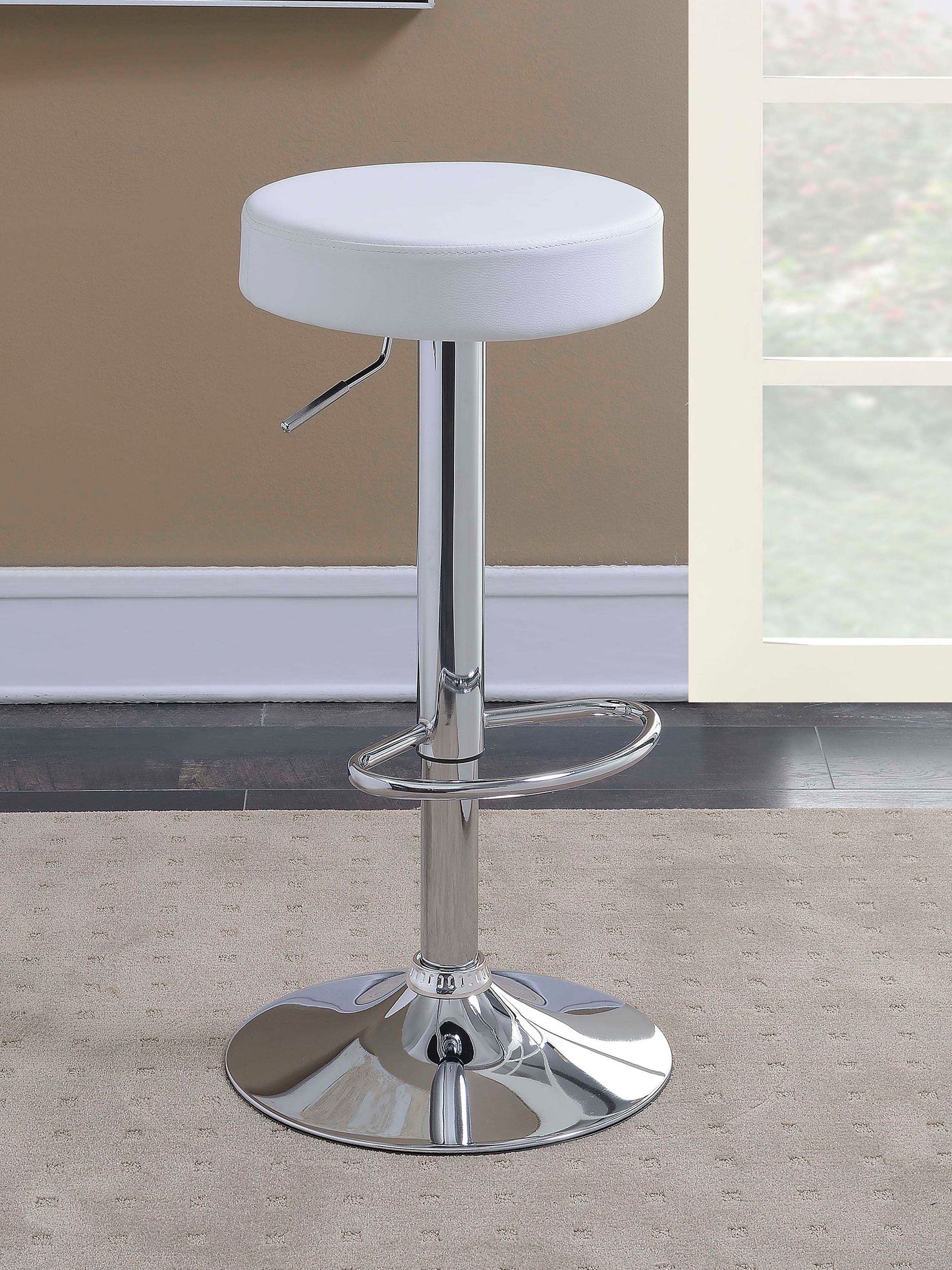 Coaster Ramses Adjustable Backless Bar Stool Chrome and White Black