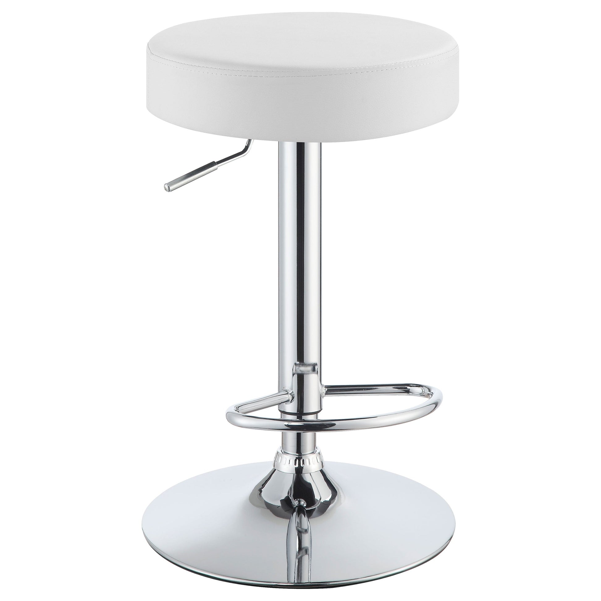 Coaster Ramses Adjustable Backless Bar Stool Chrome and White Black