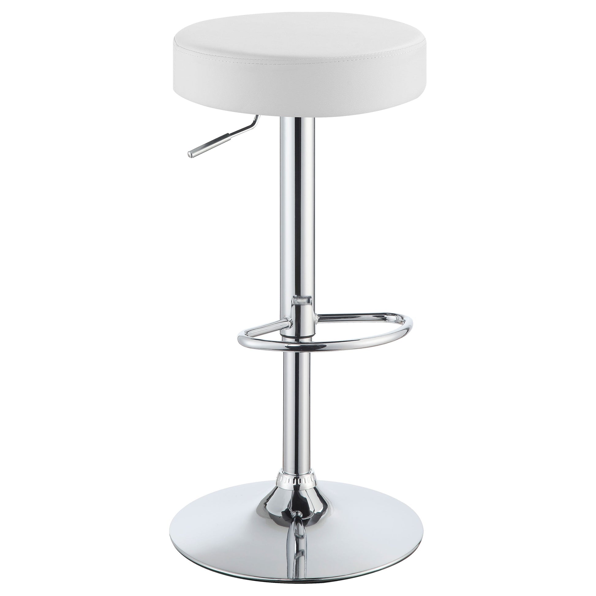 Coaster Ramses Adjustable Backless Bar Stool Chrome and White White