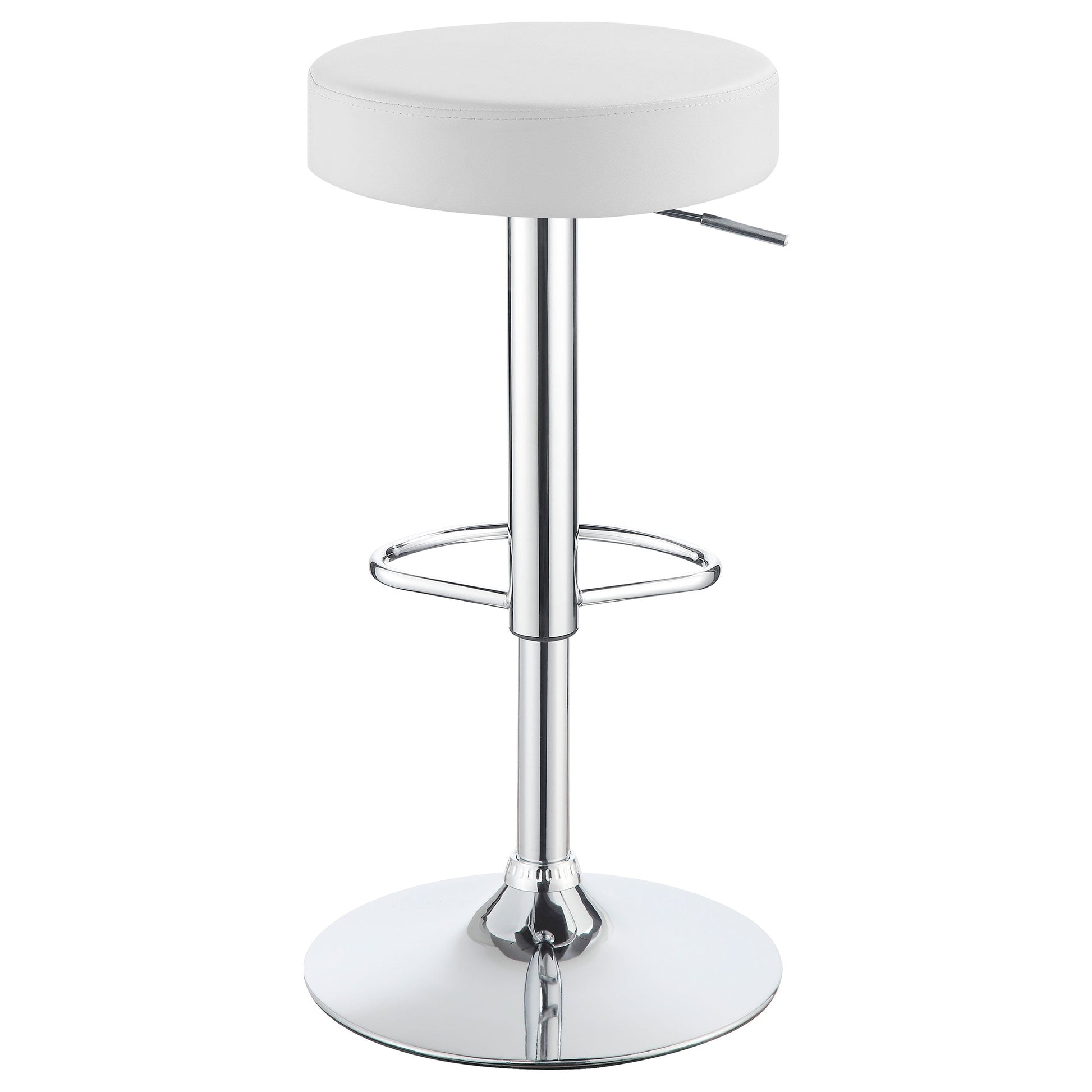 Coaster Ramses Adjustable Backless Bar Stool Chrome and White Black