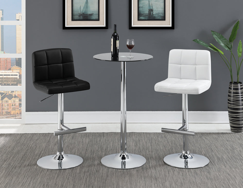 Coaster Lenny Adjustable Bar Stools Chrome and Black (Set of 2) White