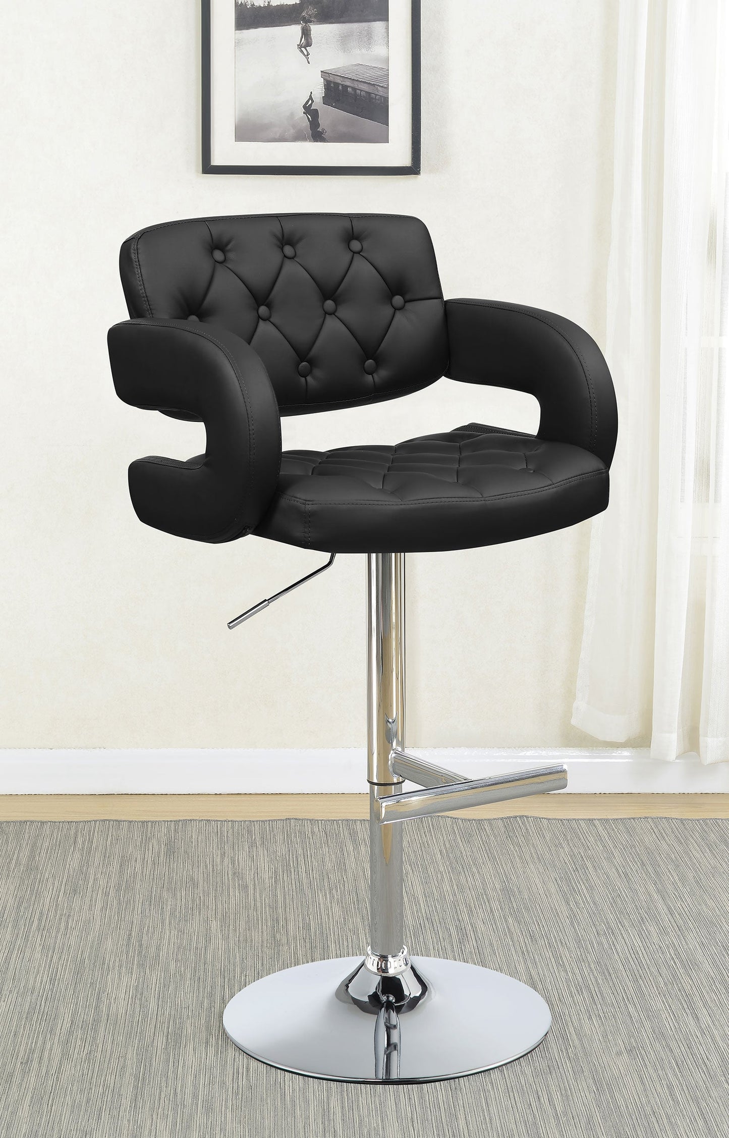 Coaster Brandi Adjustable Bar Stool Black and Chrome White