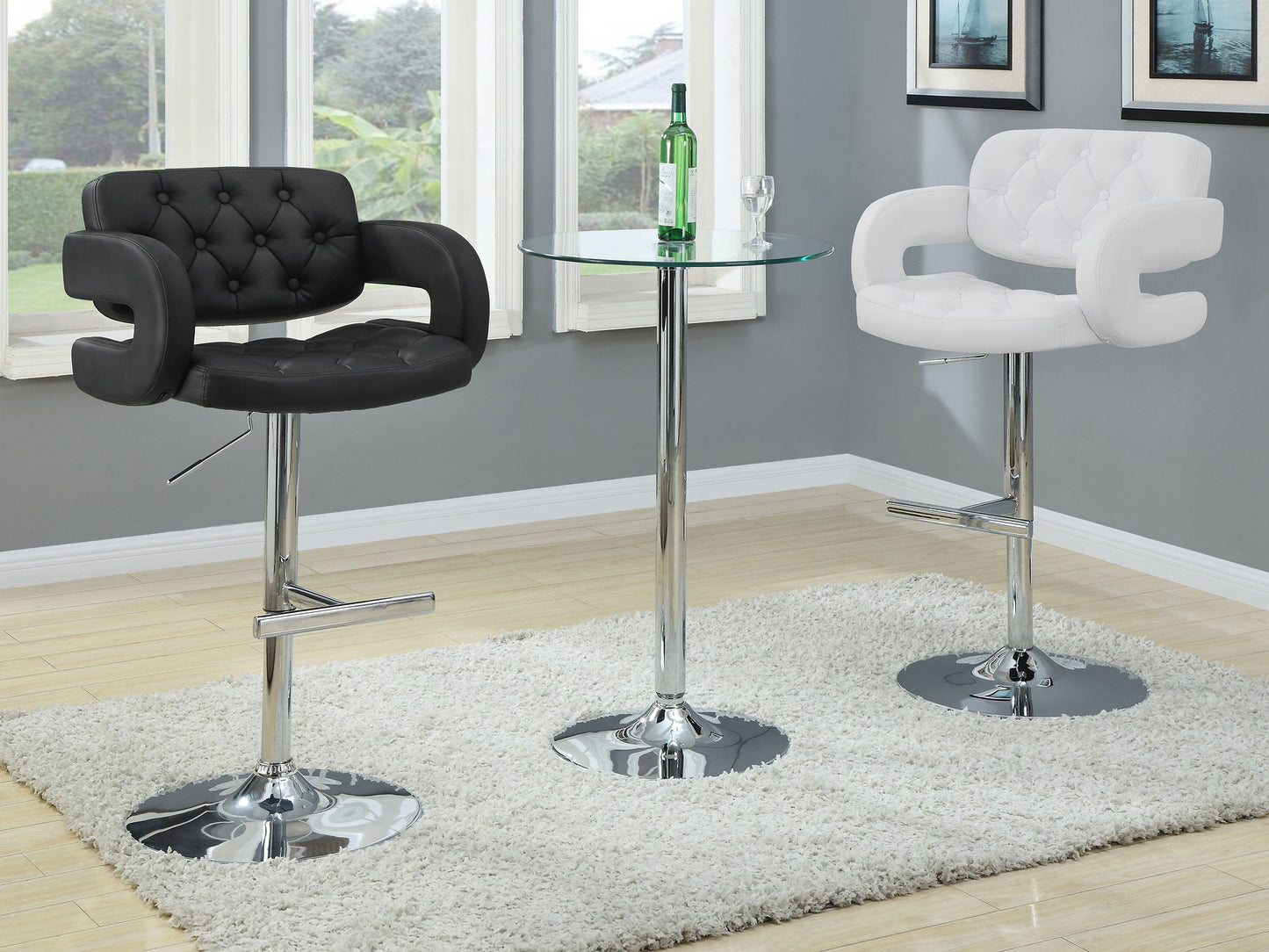 Coaster Brandi Adjustable Bar Stool Black and Chrome White