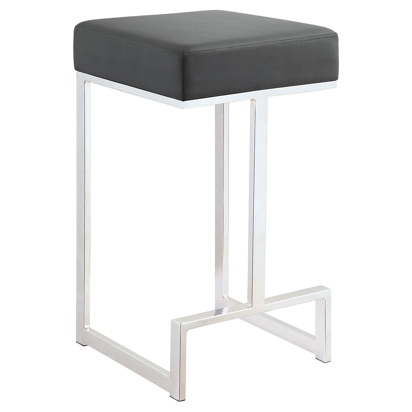 Coaster Gervase Square Bar Stool Grey and Chrome Counter Height