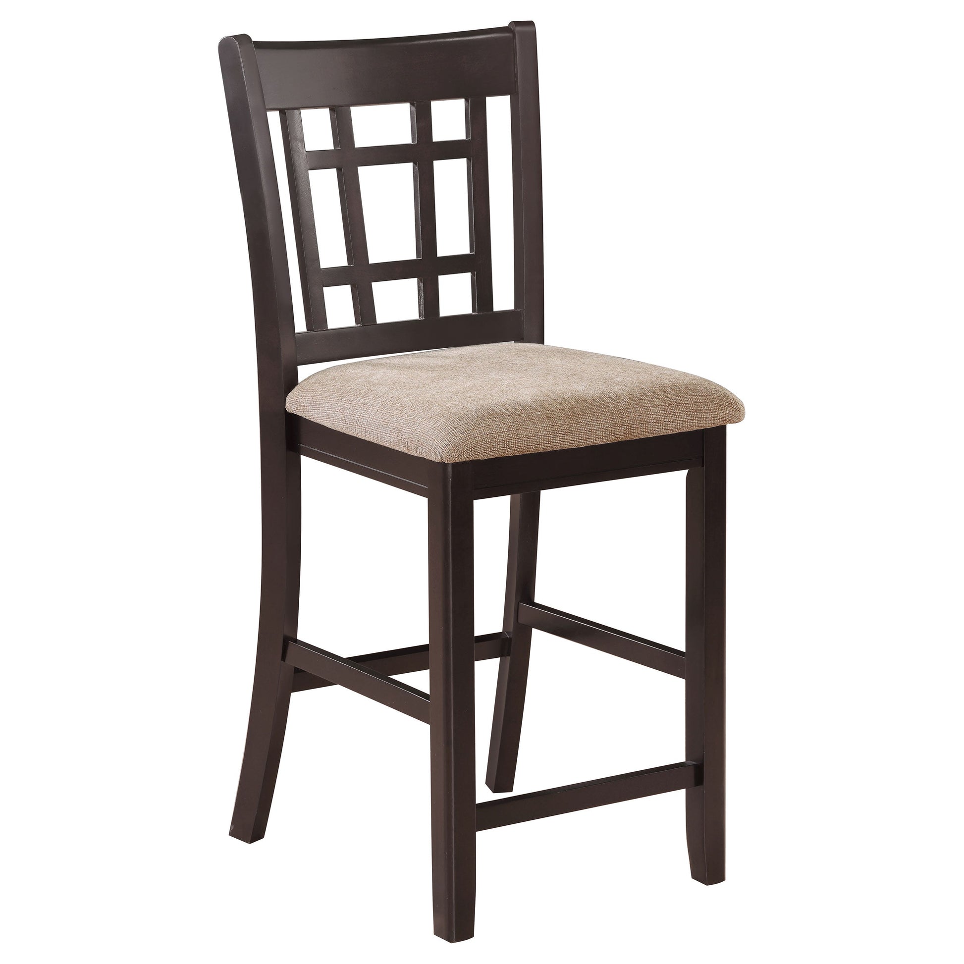 Coaster Lavon Lattice Back Counter Stools Tan and Espresso (Set of 2) Default Title