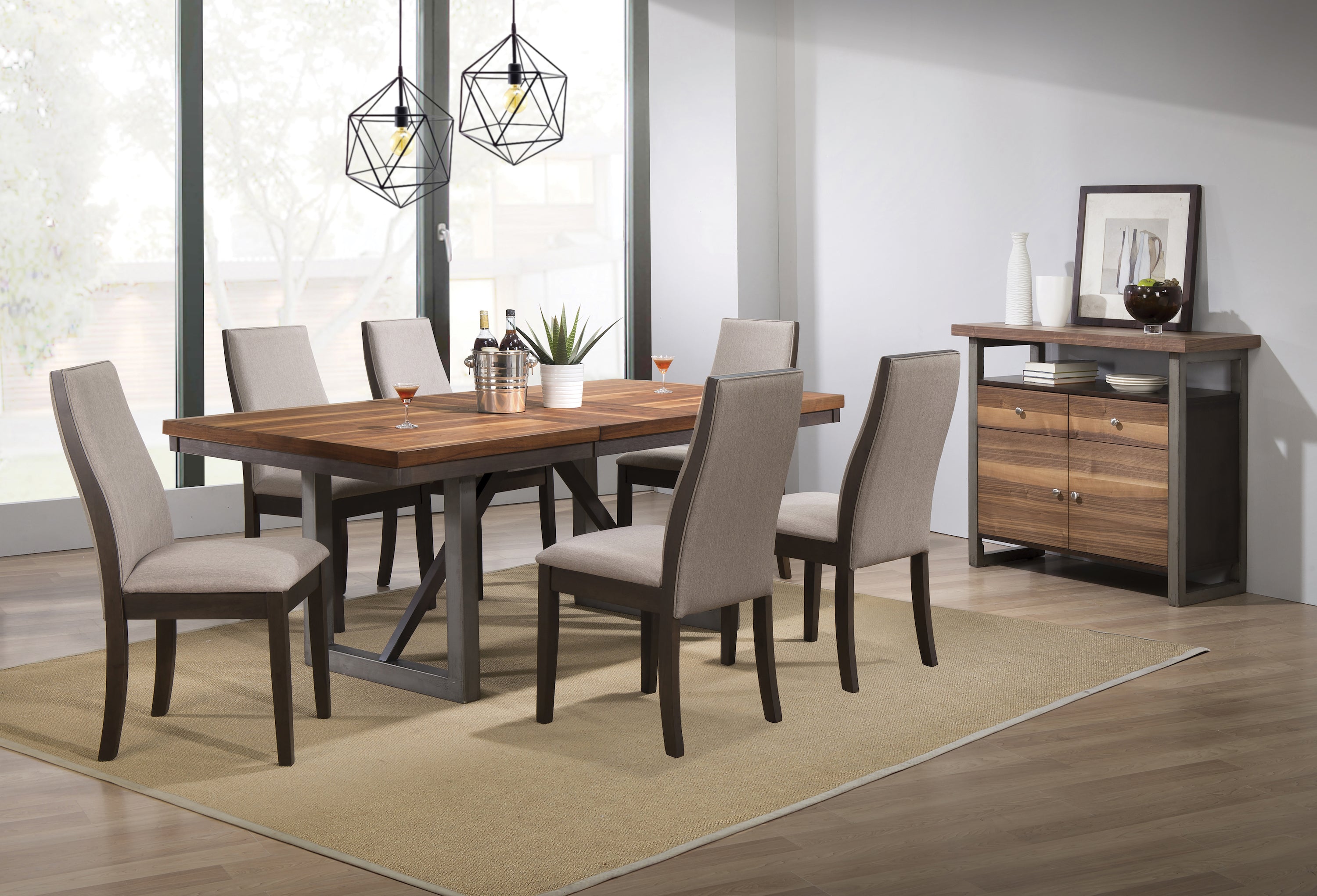 Spring Creek  Dining Room Set Natural Walnut and Chocolate Brown