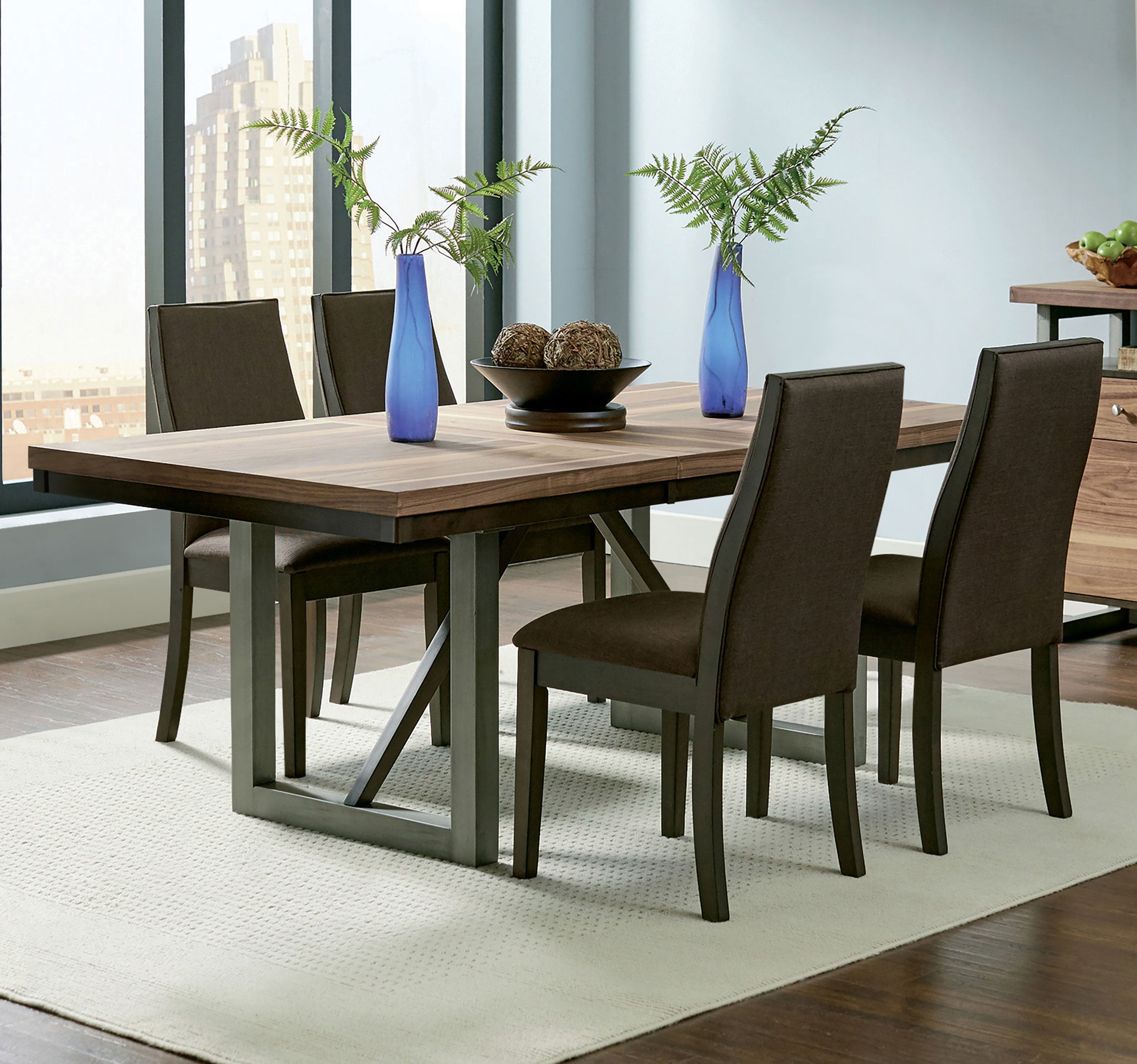 Spring Creek  Dining Room Set Natural Walnut and Chocolate Brown