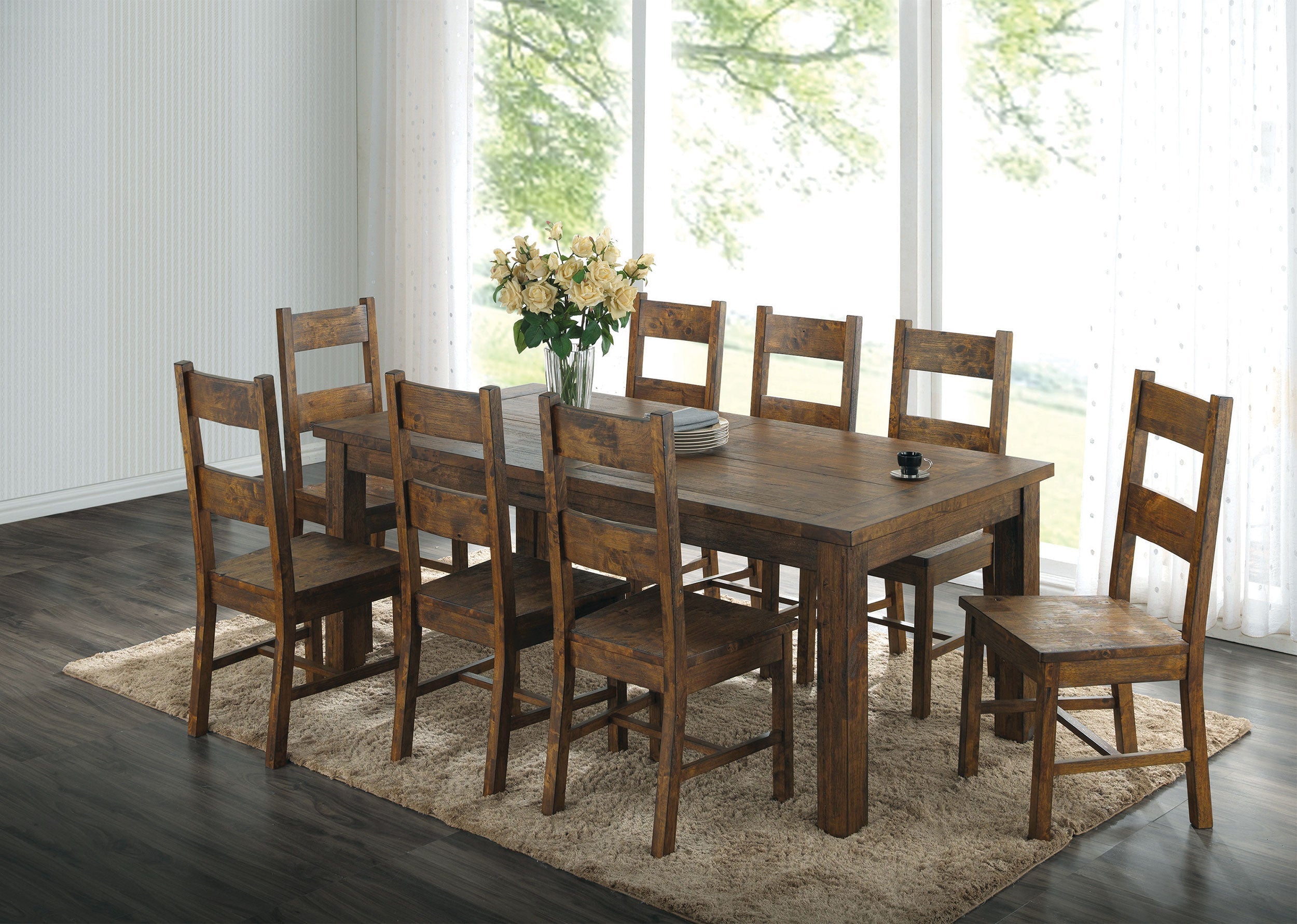 Coleman  Rectangular Dining Set Rustic Golden Brown