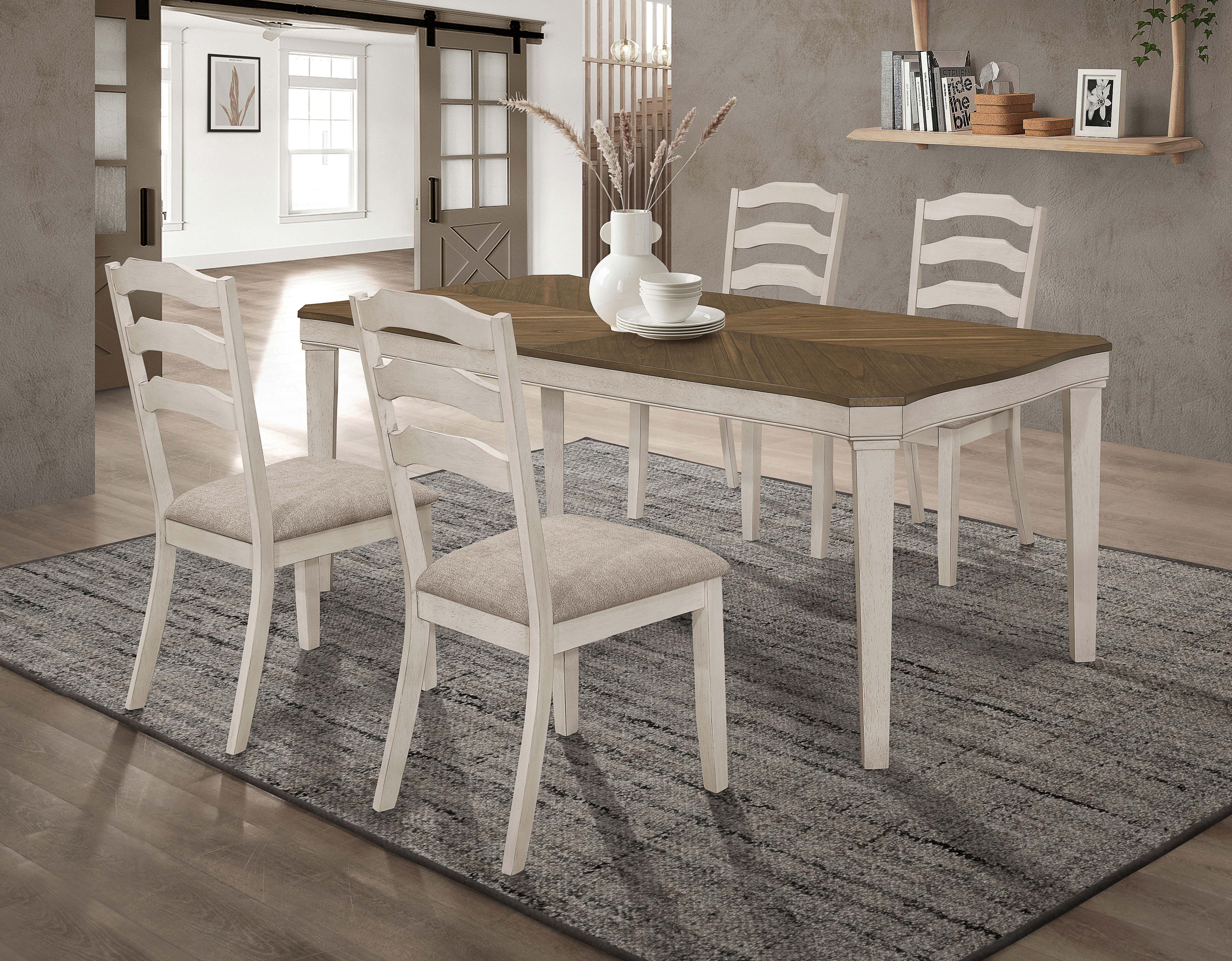 Ronnie  Starburst Dining Table Set Khaki and Rustic Cream