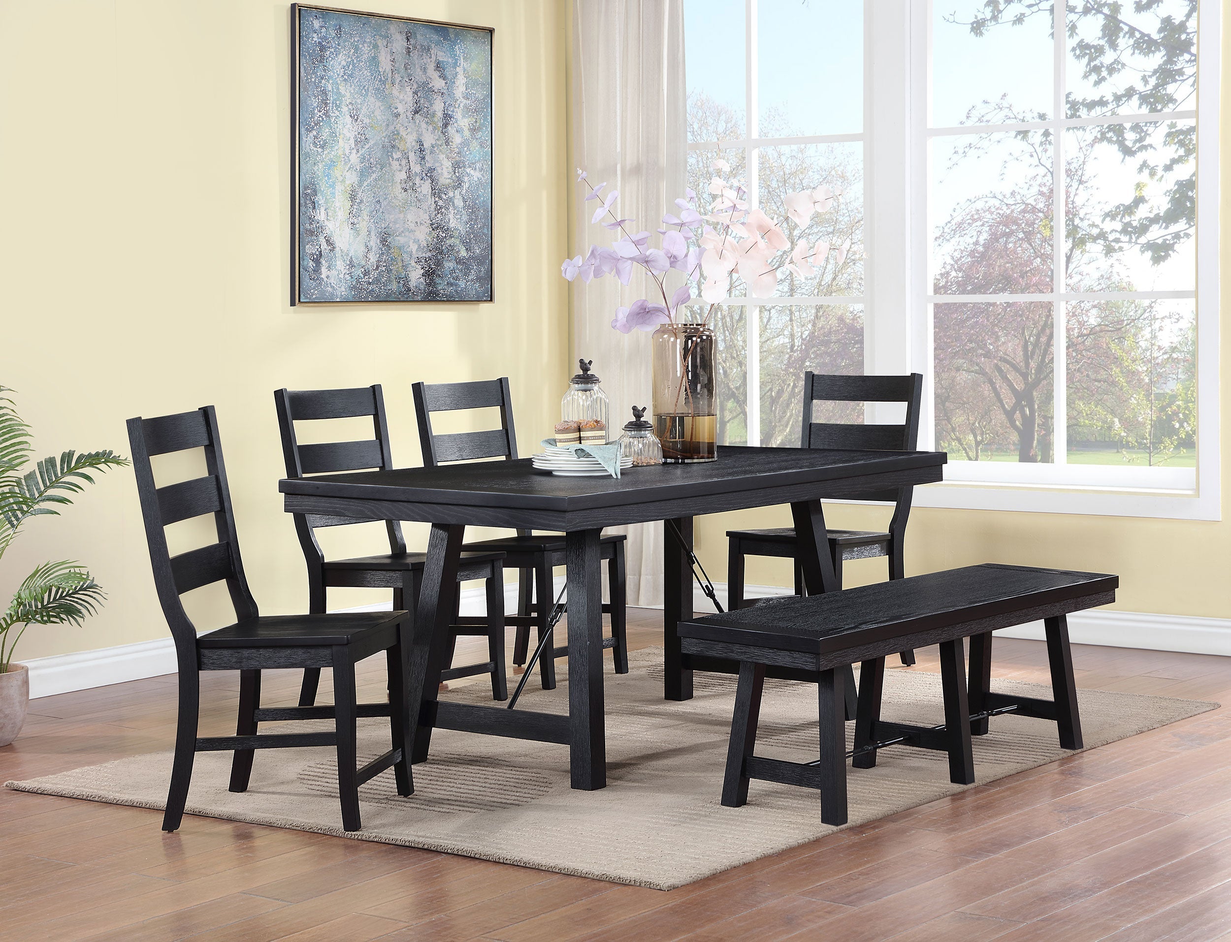 Newport Rectangular Trestle Dining Table Black