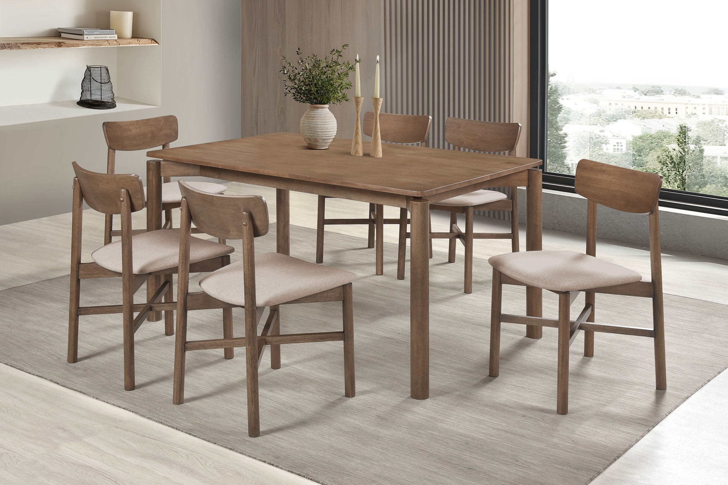 Parkridge 5-piece 59-inch Wood Dining Set Natural Walnut