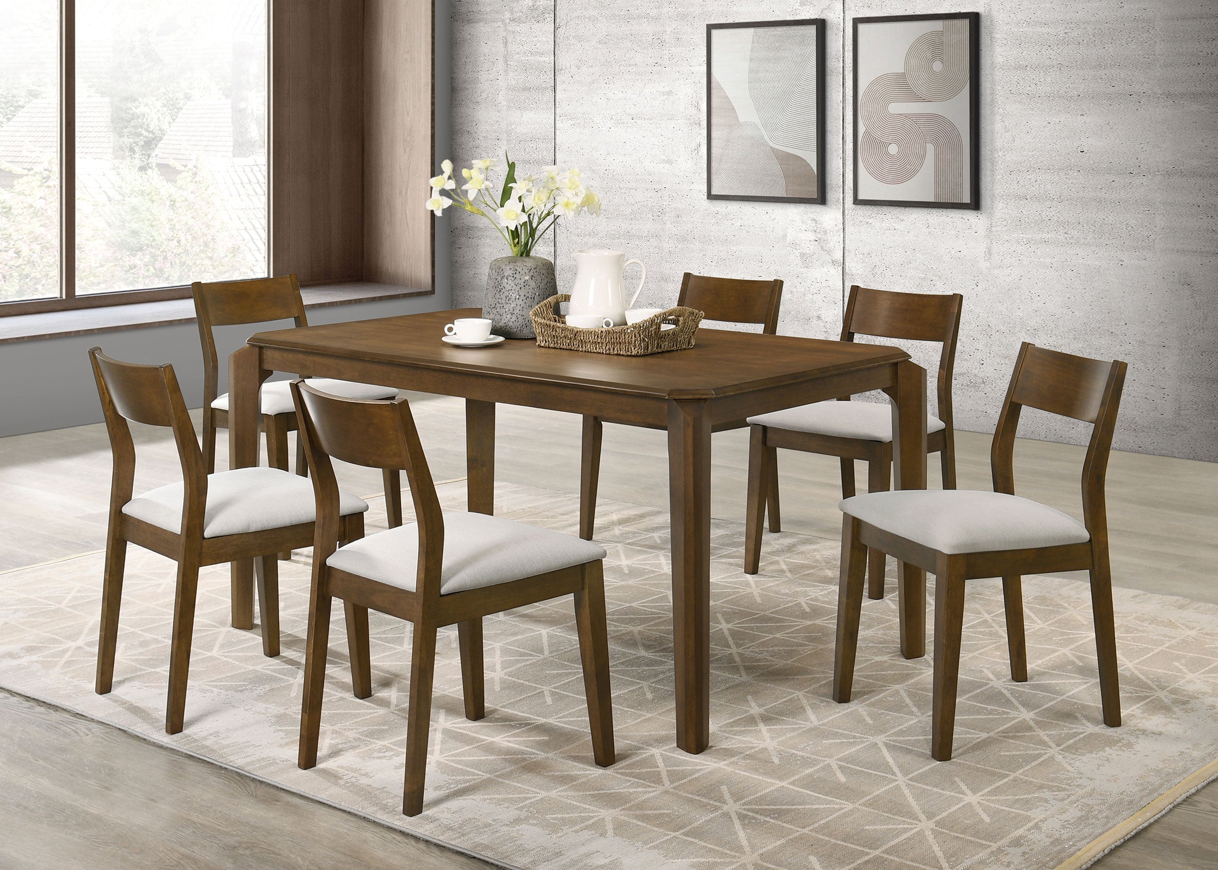 Almonte 5-piece 59-inch Rectangular Dining Set Dark Brown