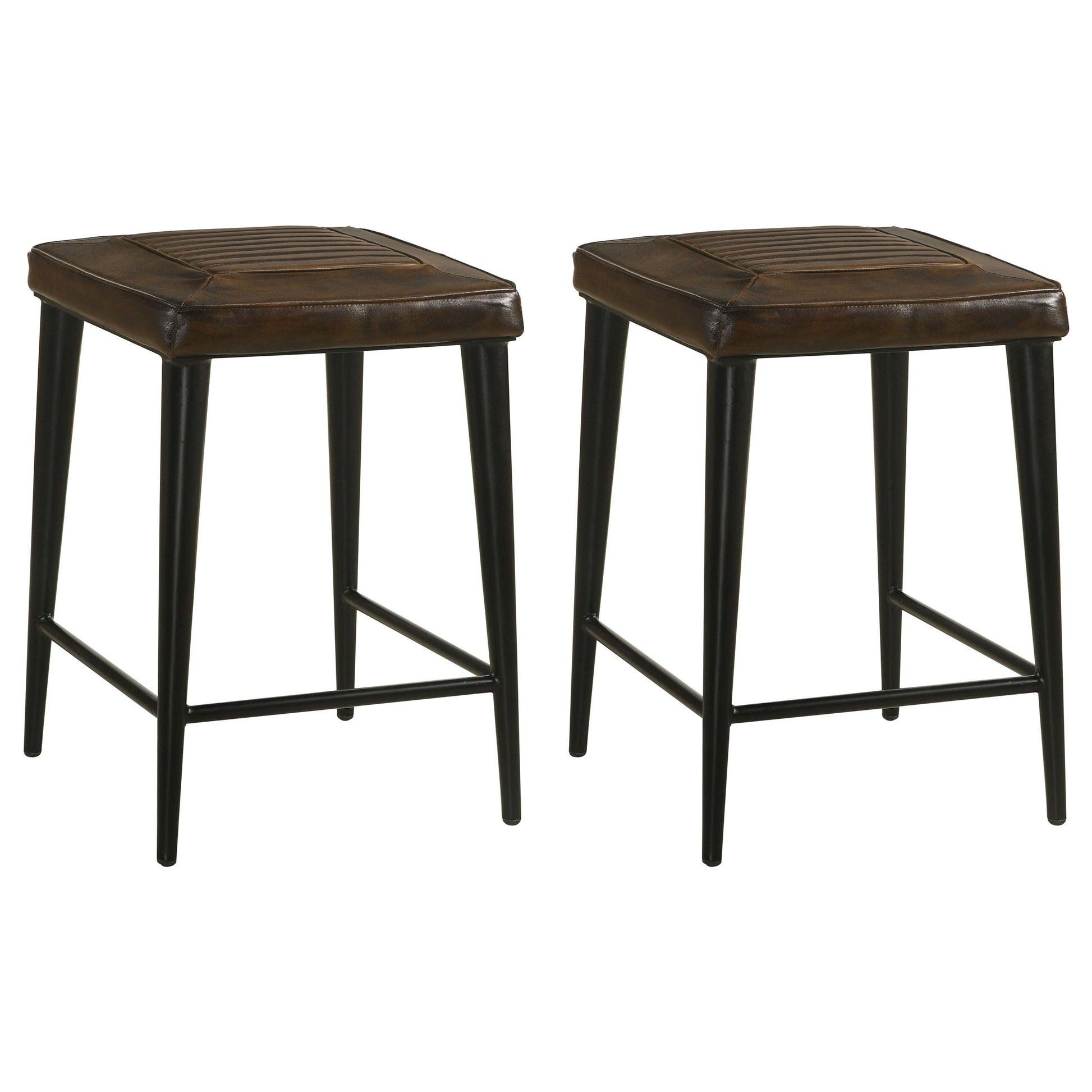 Alvaro Leather Upholstered Counter Stool Brown (Set of 2)