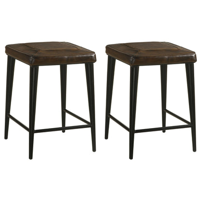 Alvaro Leather Upholstered Counter Stool Brown (Set of 2)