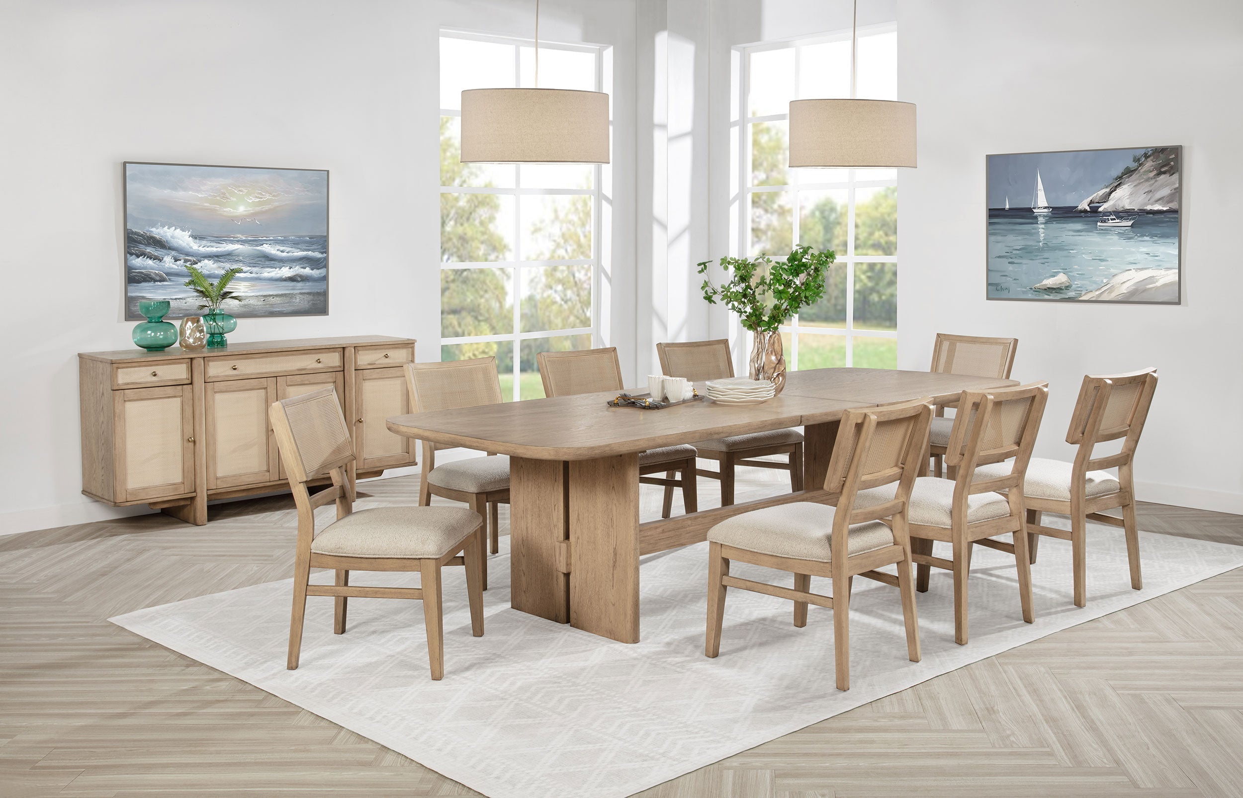 Kailani 7-piece Rectangular Wood Dining Table Set Beige Oak