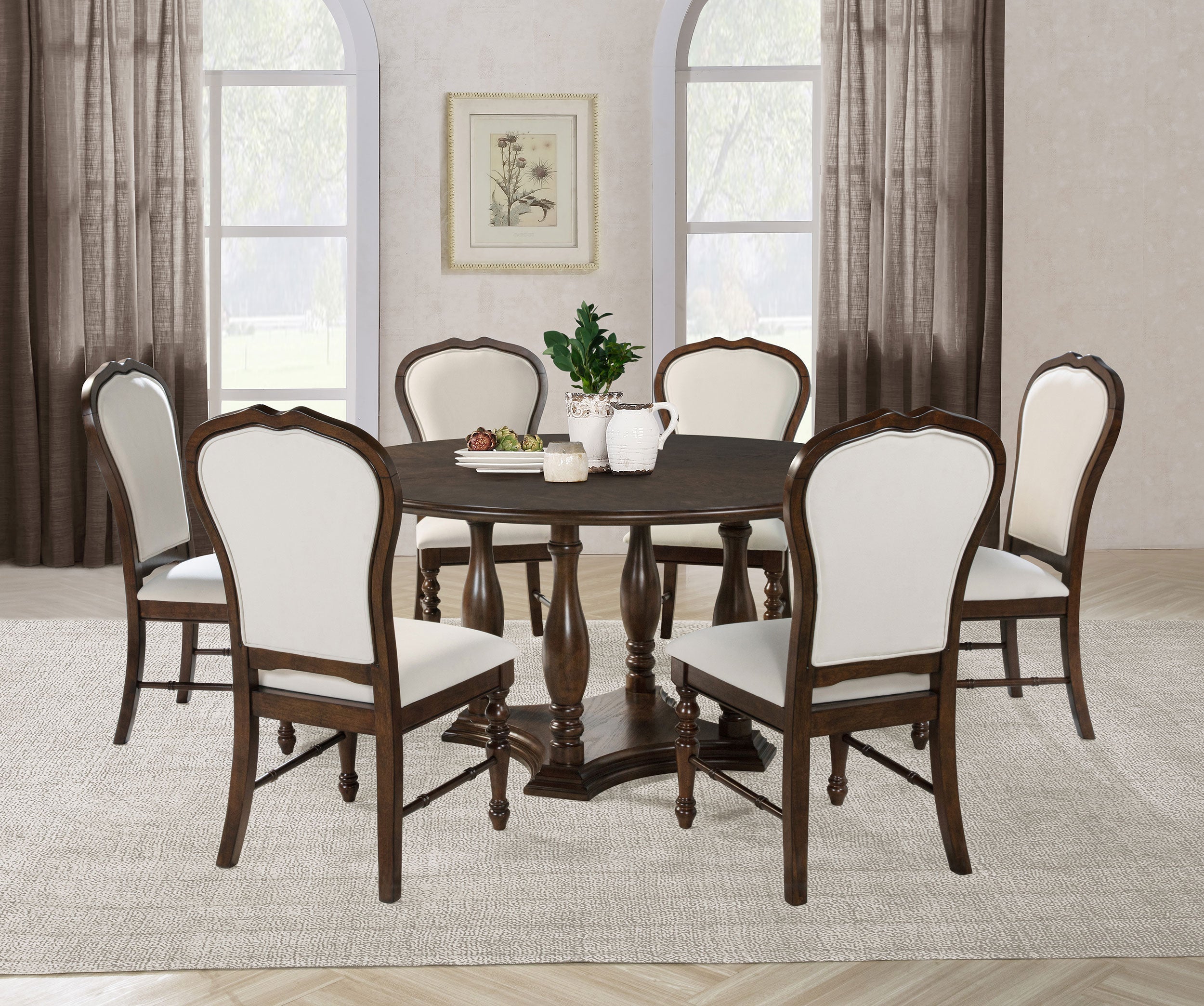 Landon 5-piece 60-inch Round Dining Table Set Rich Brown