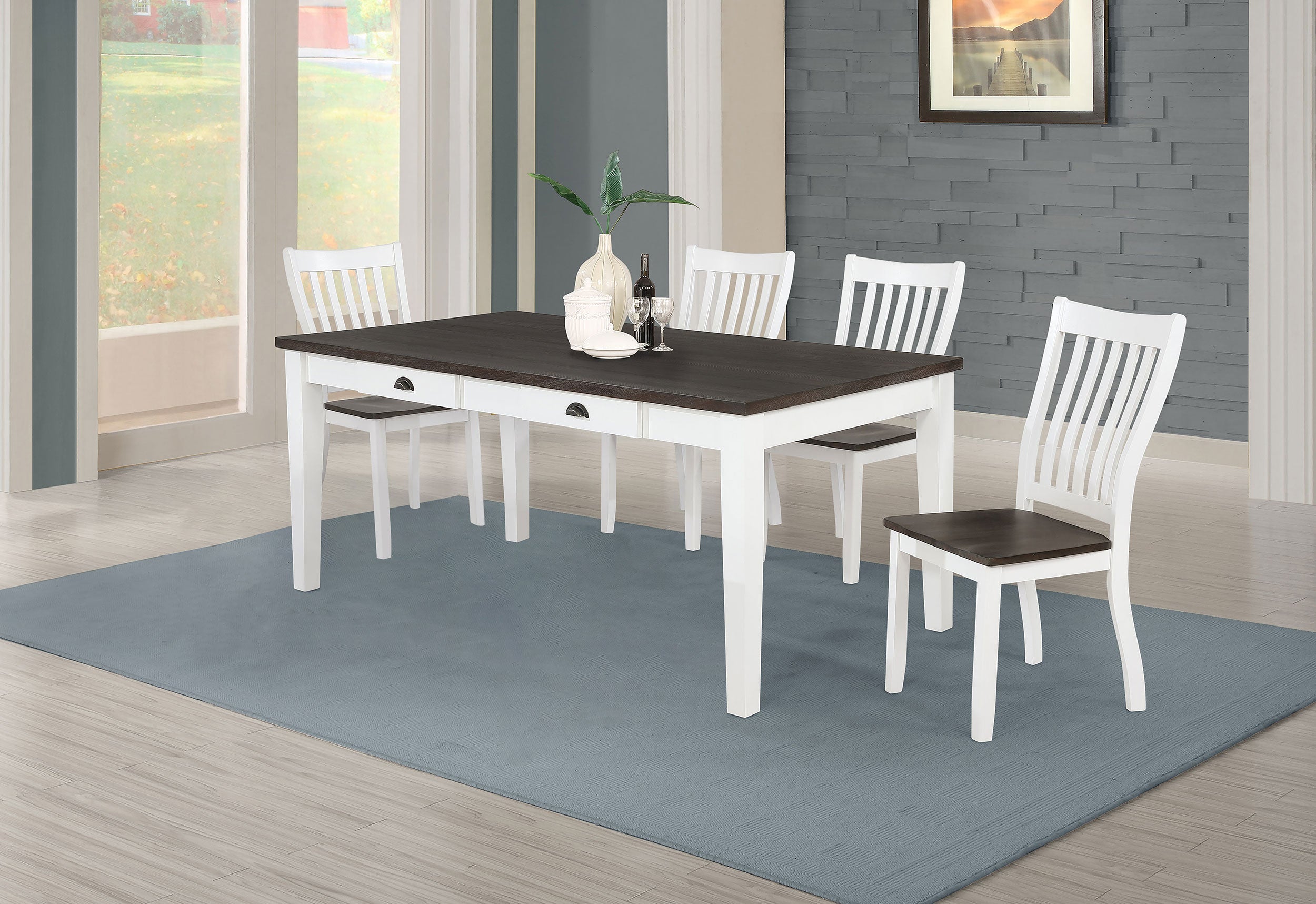 Kingman  Rectangular Dining Set Espresso and White