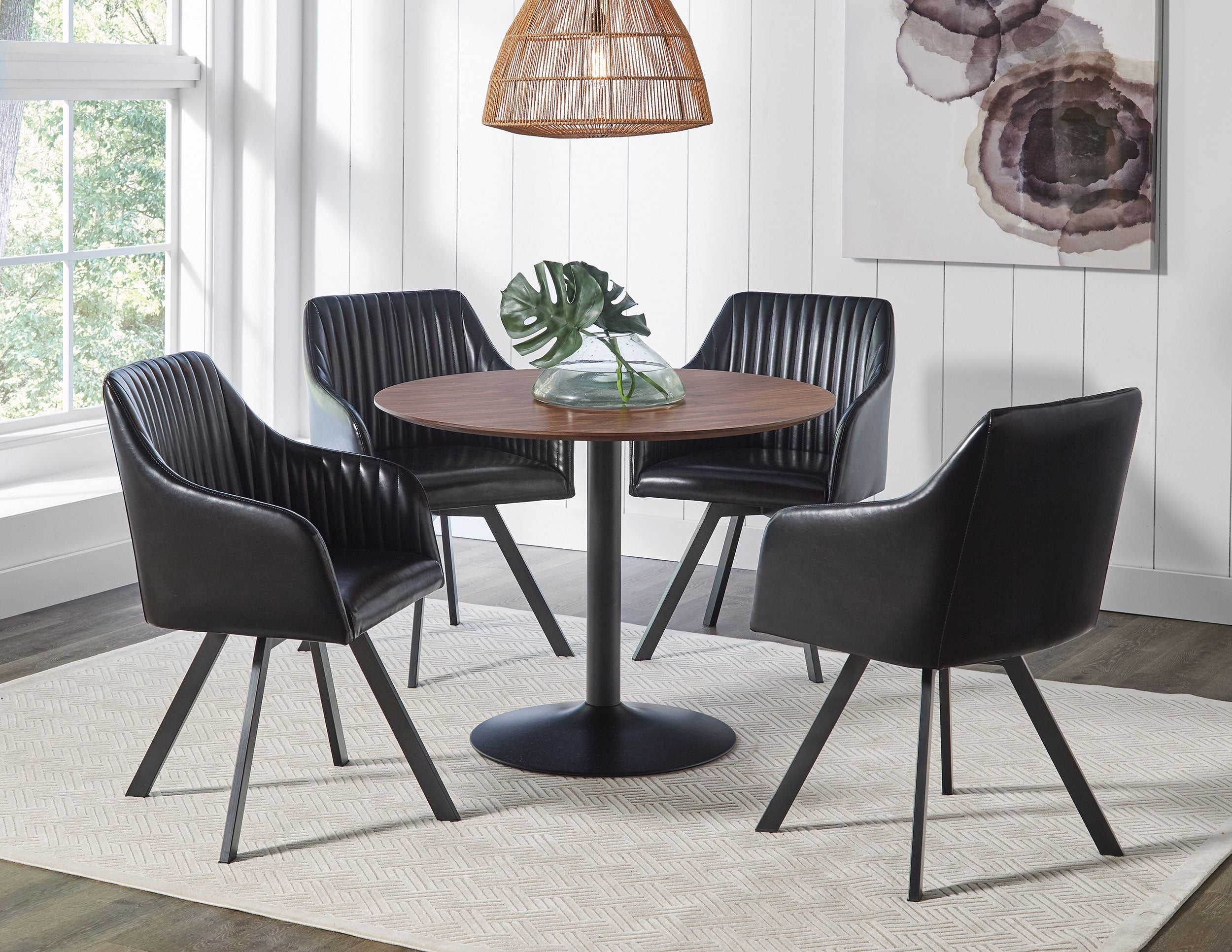 Lana Round Dining Table Walnut and Black