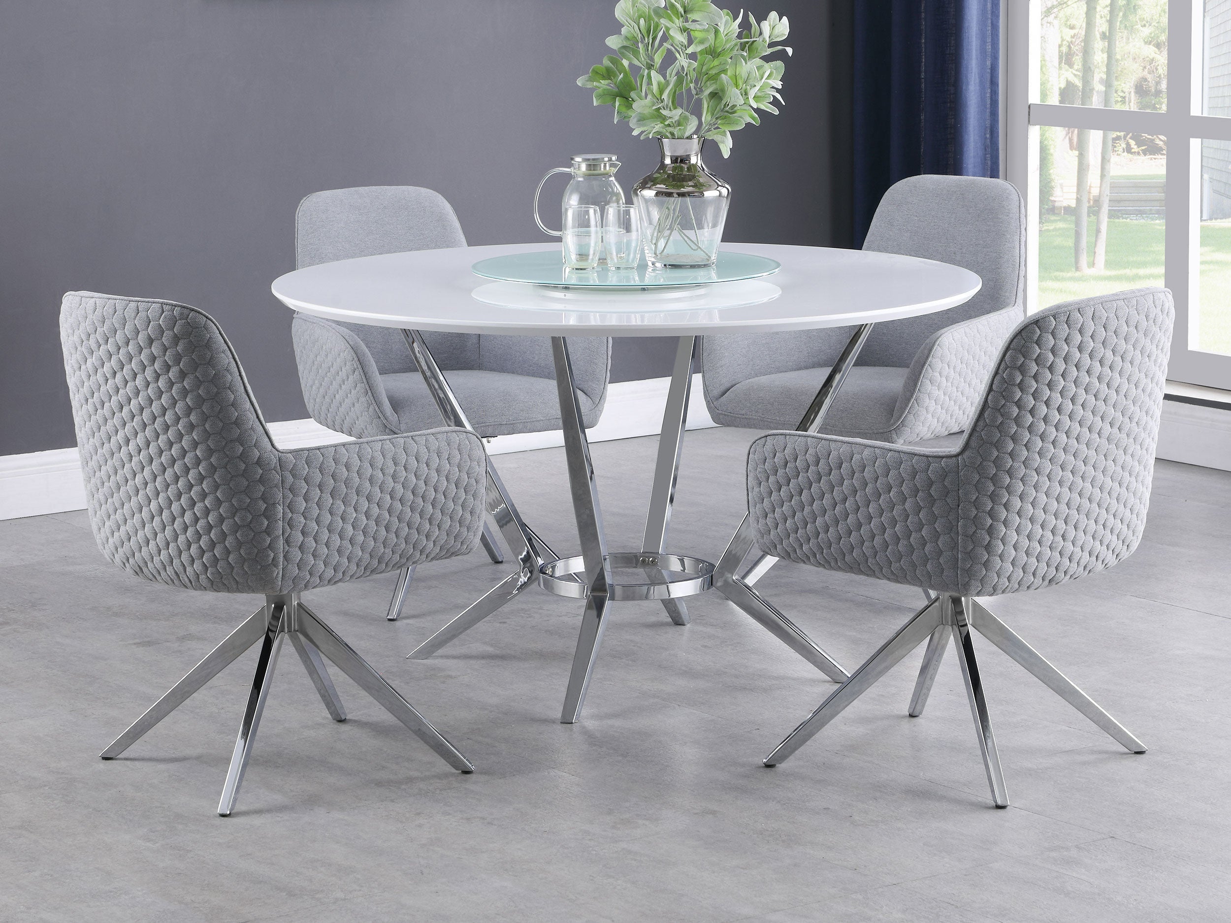 Abby  Dining Set White and Light Grey