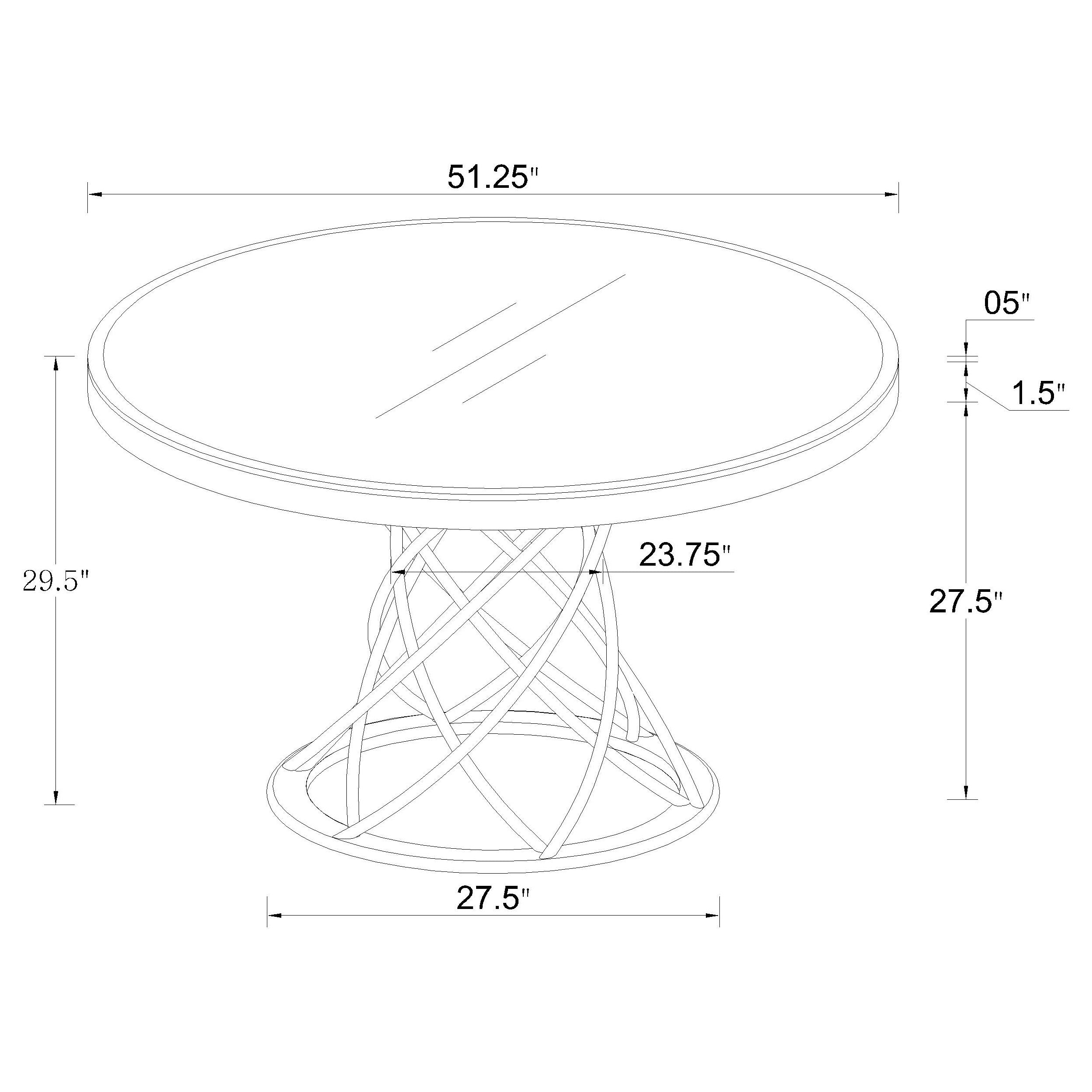 Irene Round Glass Top Dining Table White and Chrome