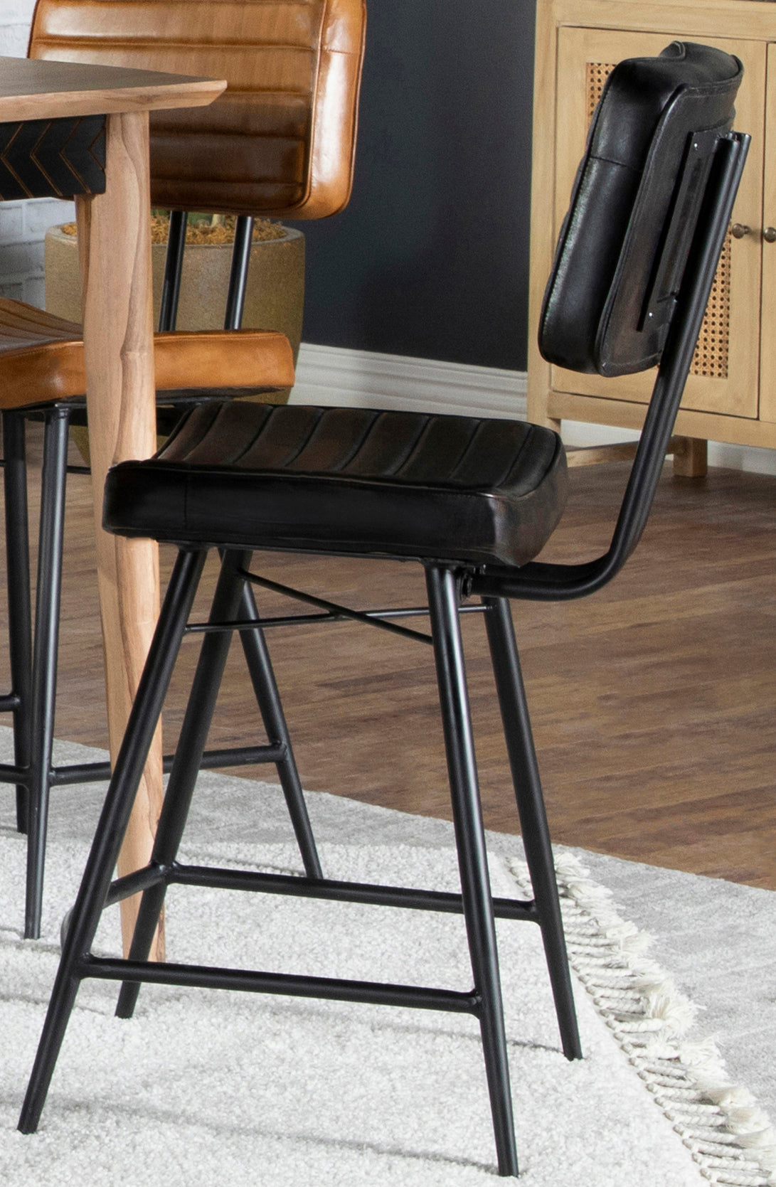 Coaster Partridge Upholstered Counter Height Stools with Footrest (Set of 2) Black