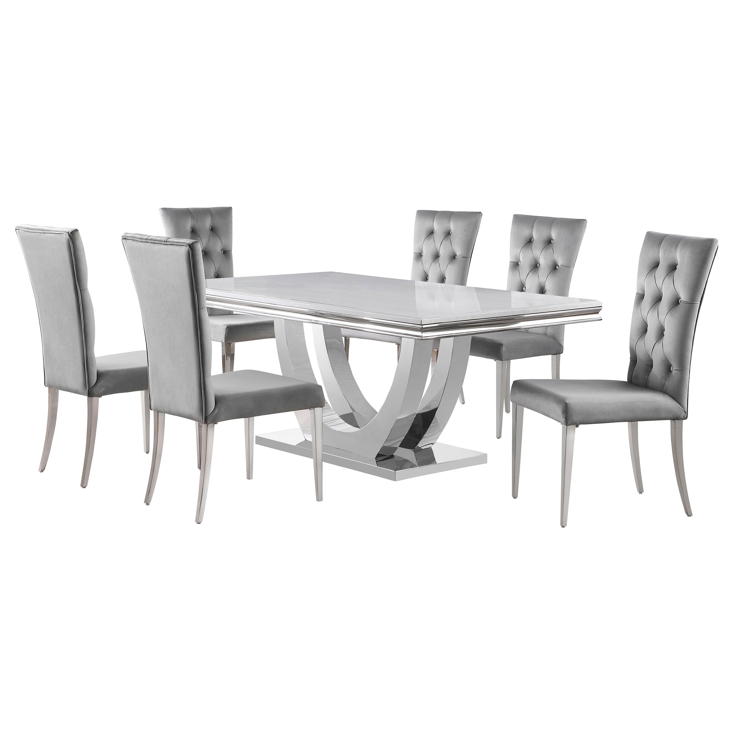 Kerwin  Dining Room Set White and Chrome