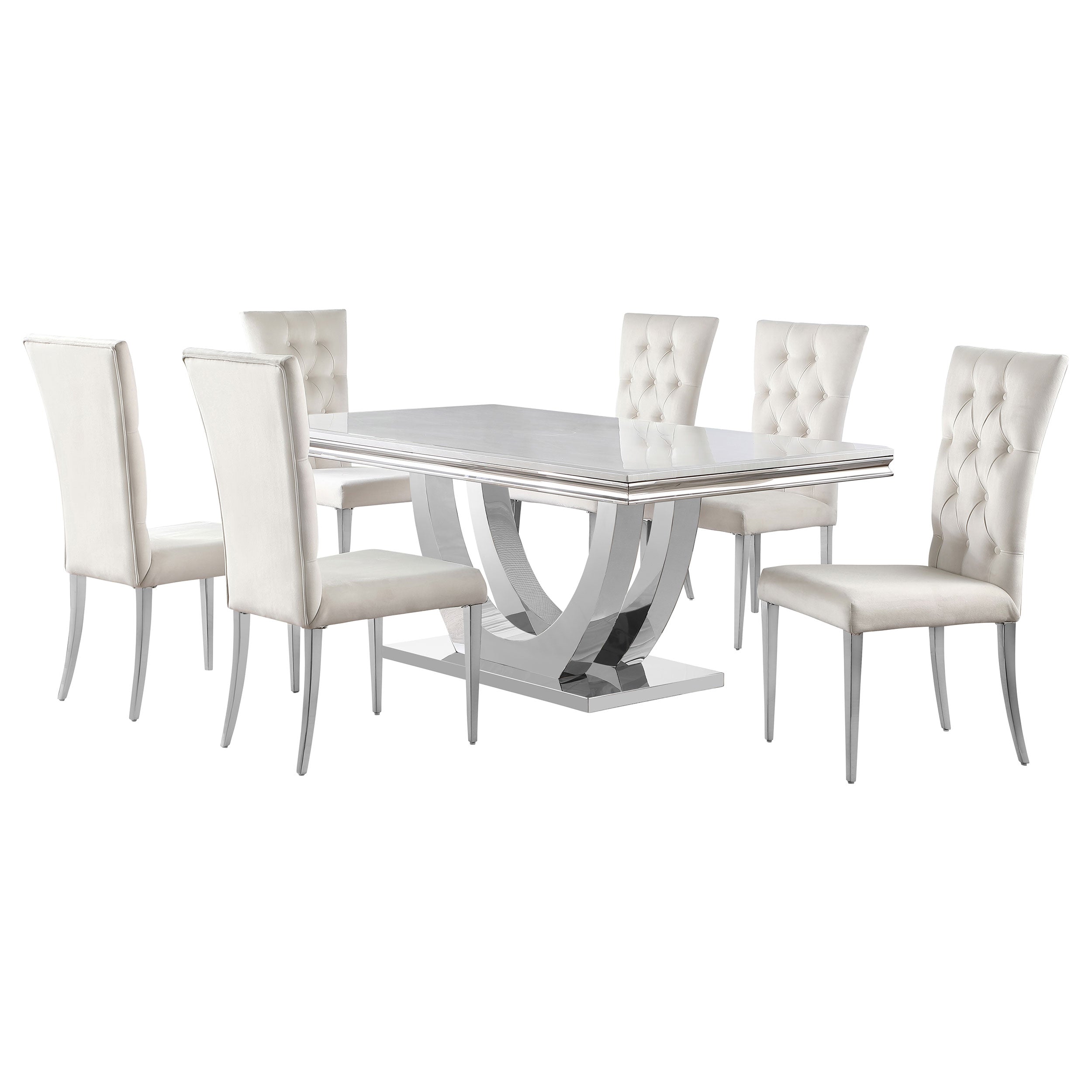 Kerwin  Dining Room Set White and Chrome