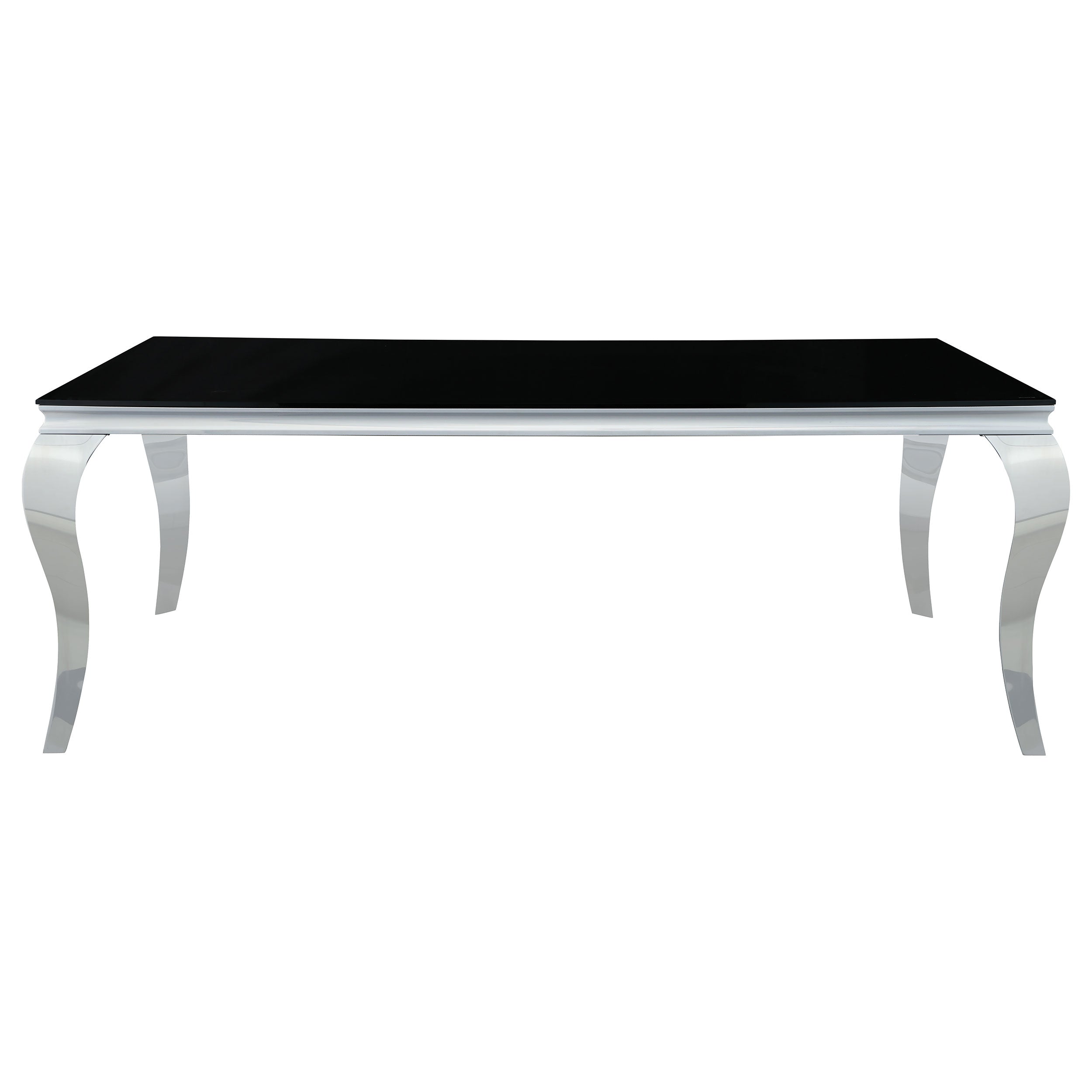 Carone Rectangular Glass Top Dining Table Black and Chrome