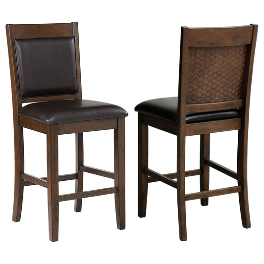 Coaster Dewey Upholstered Counter Height Chairs with Footrest (Set of 2) Brown and Walnut Default Title