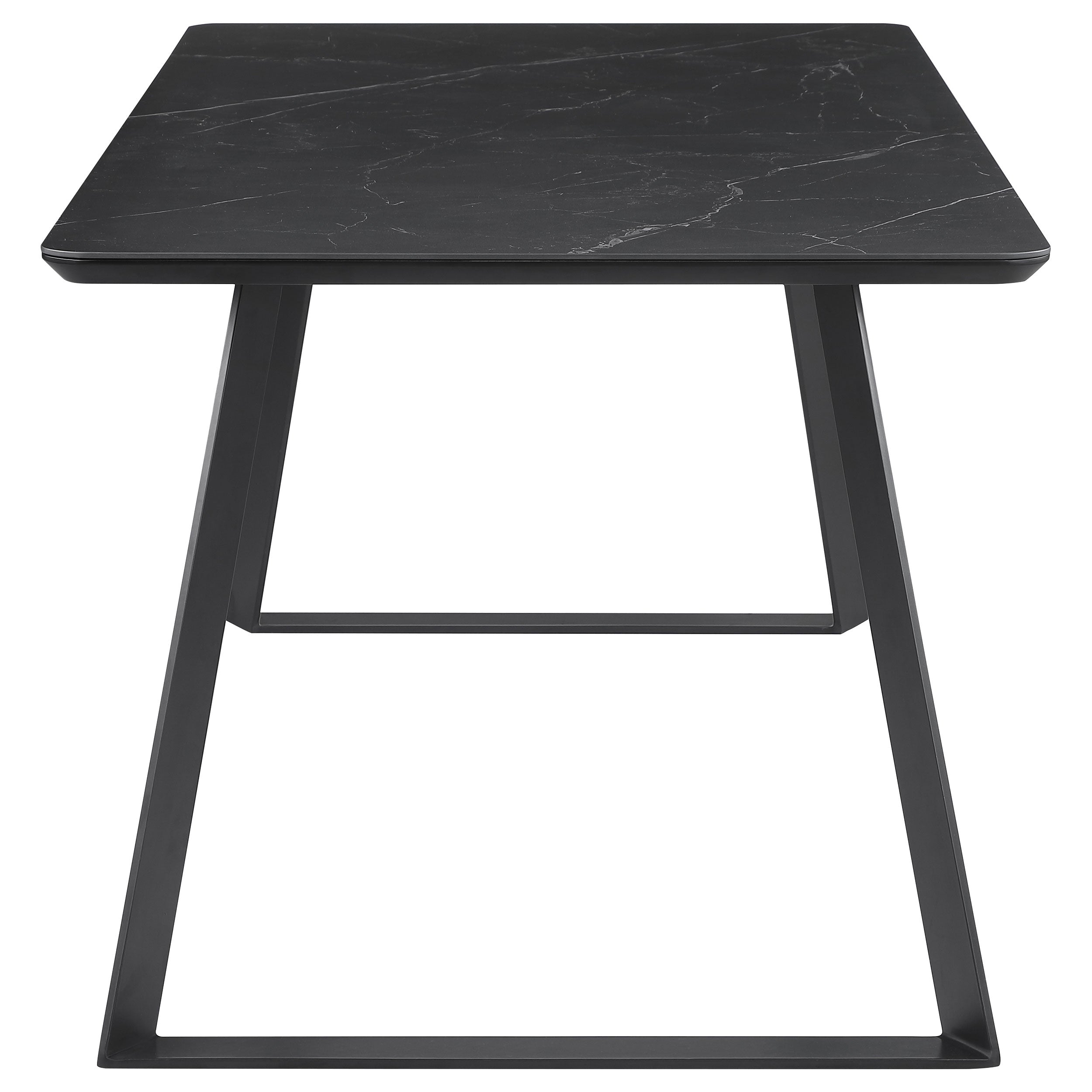 Smith Rectangle Ceramic Top Dining Table Black and Gunmetal