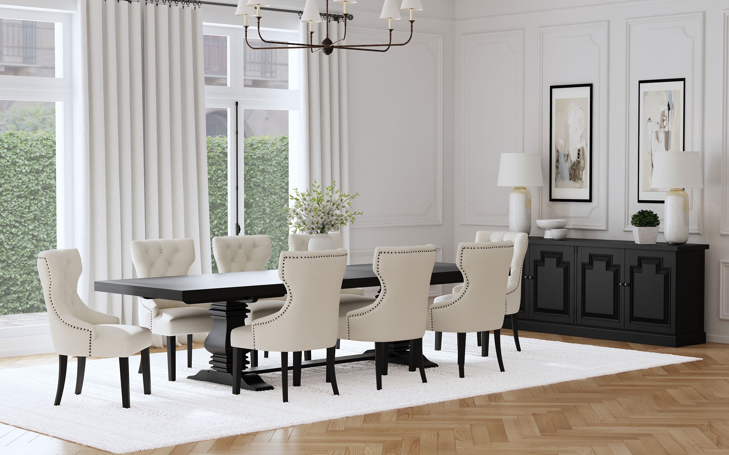 Florence 7-piece 126-inch Extension Dining Table Set Beige