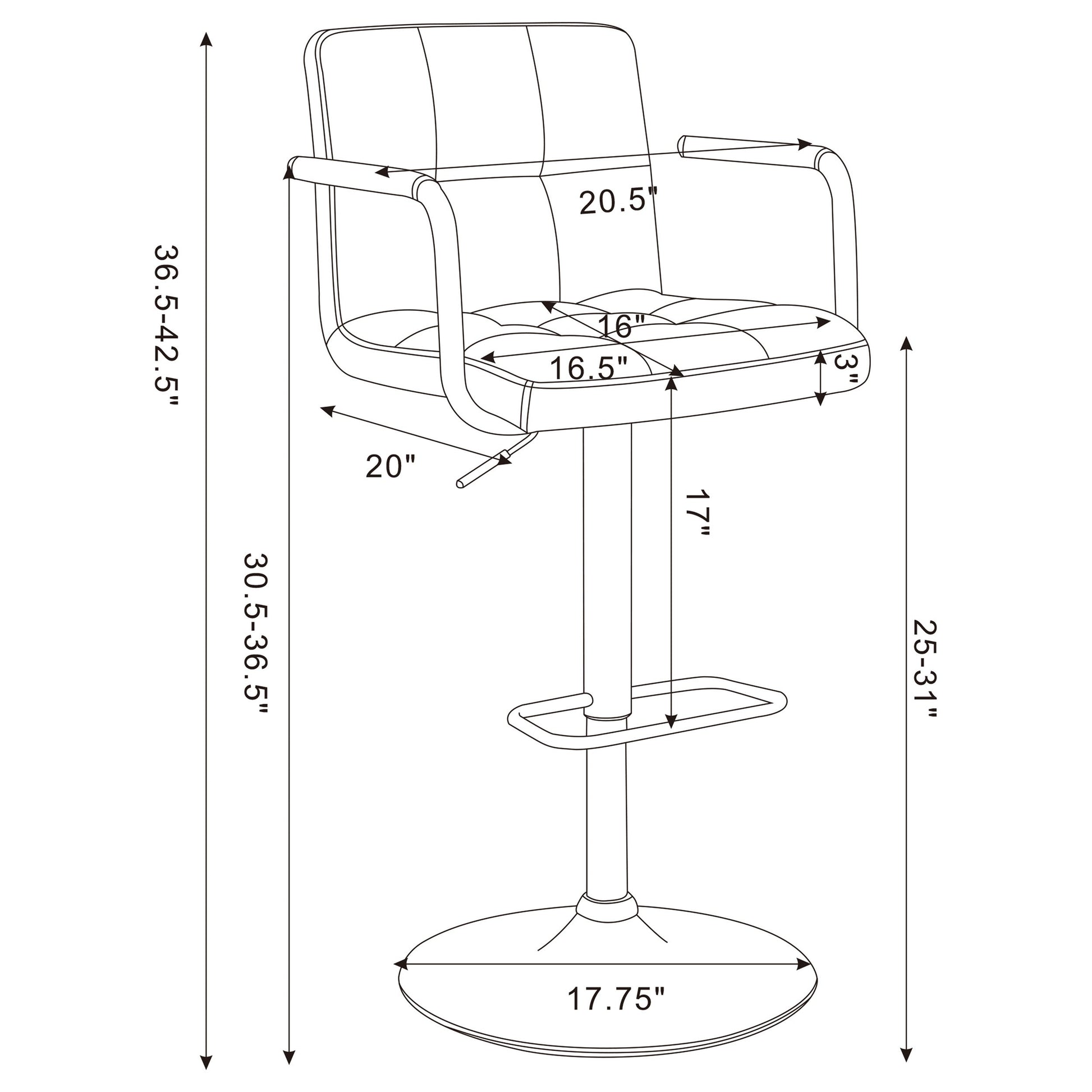 Coaster Palomar Adjustable Height Bar Stool Grey and Chrome Default Title