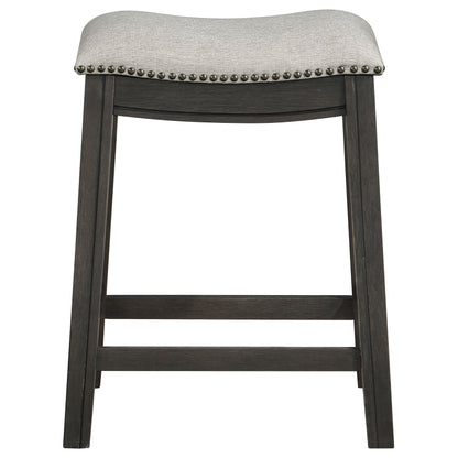 Coaster Elliston Backless Counter Height Saddle Bar Stool Dark Grey and Beige (Set of 2) Default Title